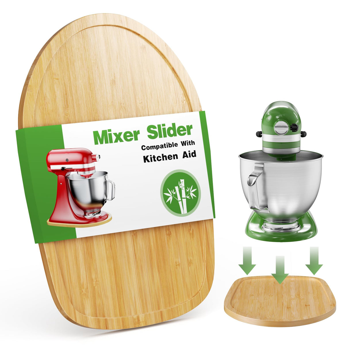 Food-Grade Bamboo Mixer Slider for KitchenAid 4.5-5 Qt Tilt Head Stand Mixer, Appliance Sliding Mat for Kitchenaid Artisan, Kitc