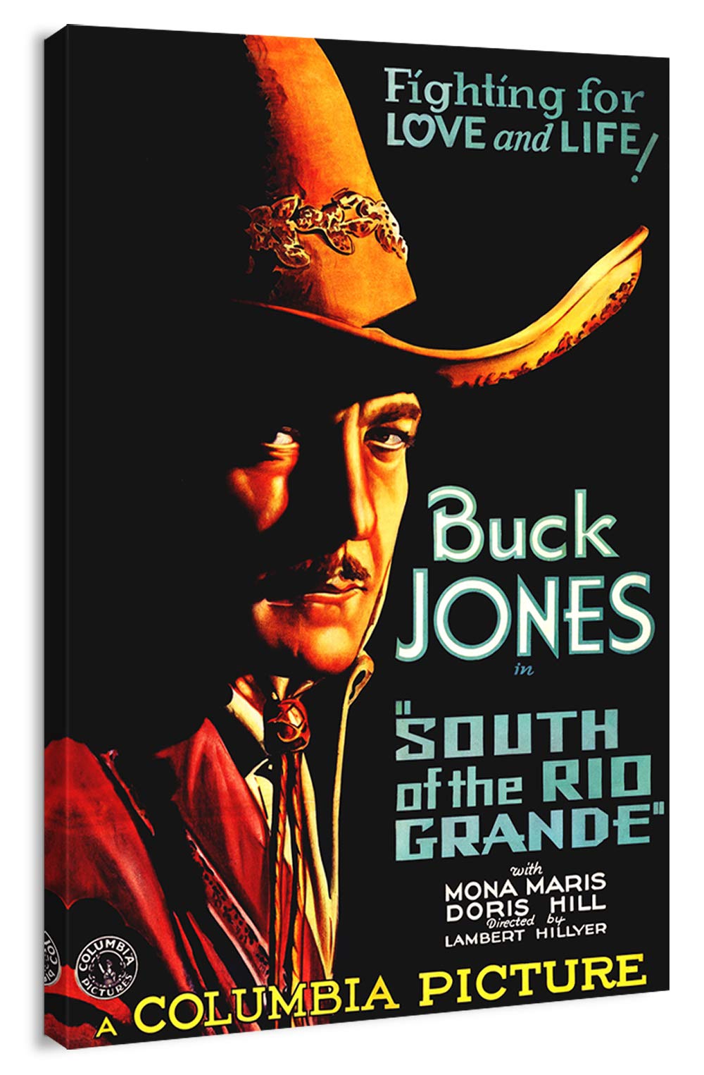 Artprints1Stop Canvas Print Wall Art - Vintage Movie Poster For The Film South Of The Rio Grande, 1932-12X18 Inches