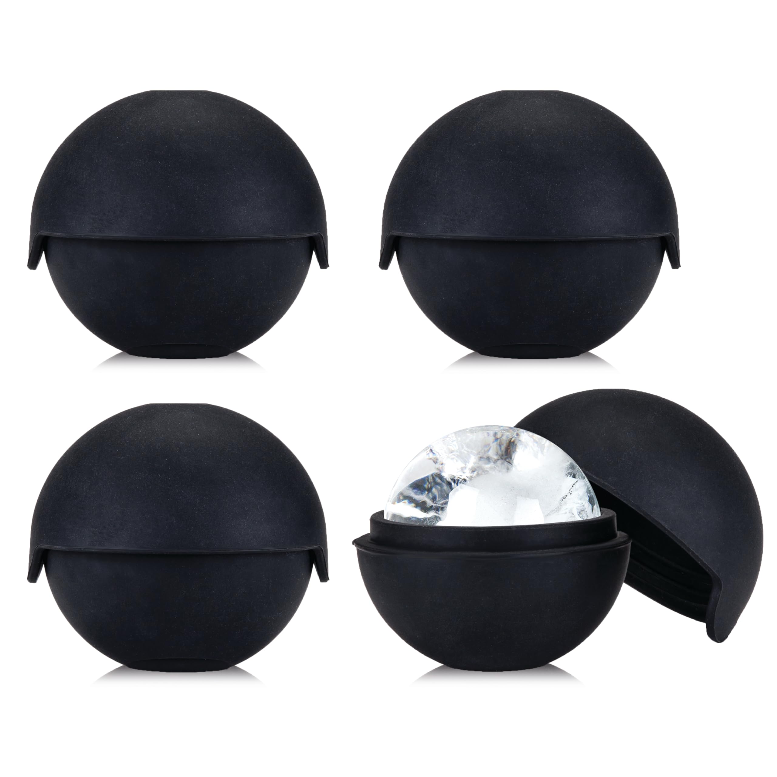Viski Sphere Ice Molds, Large 2 Inch Silicone Ice Ball Makers for Whiskey, Bourbon, Scotch, and Cocktails, Easy Release Round Mold Set for Drinks, Home Bar Gifts, Bar Cart Accessories, Set of 4
