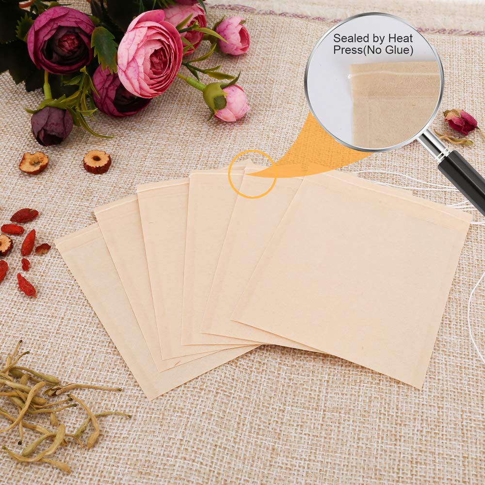 100Pcs Tea Filter Bags, Disposable Tea Bags For Loose Leaf Tea, Drawstring Empty Tea Infuser, Betybedy Tea Steeper, Natural Unbl