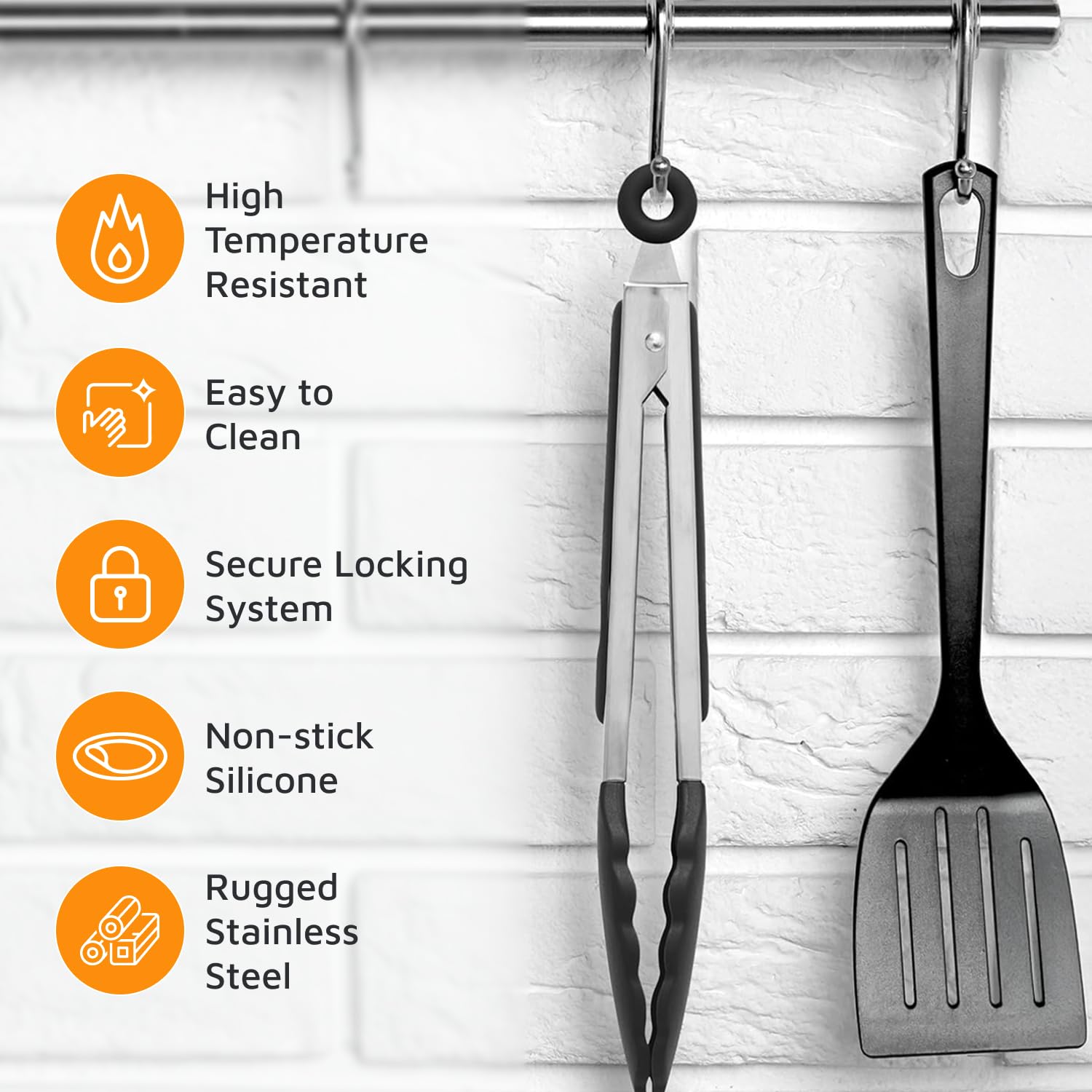 Popco Silicone Tongs for Cooking Grilling (3 food tongs x 7/9/12'') Heavy Duty Stainless Steel BBQ Tongs for Grilling  Cooking Tongs  Kitchen Tongs with Silicone Tips  Salad Tongs  Rubber Tongs Buffet