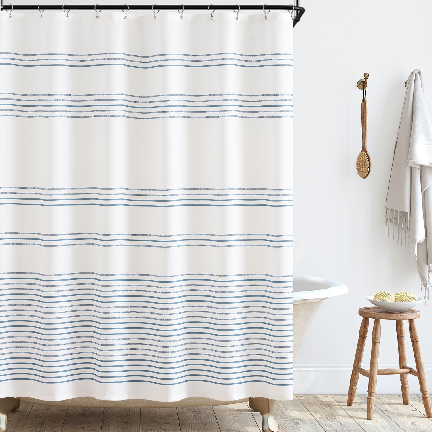 Jinchan Blue And White Striped Shower Curtain For Bathroom Modern Fabric Shower Curtain Waterproof In Bath 70X72 Inches Shower C