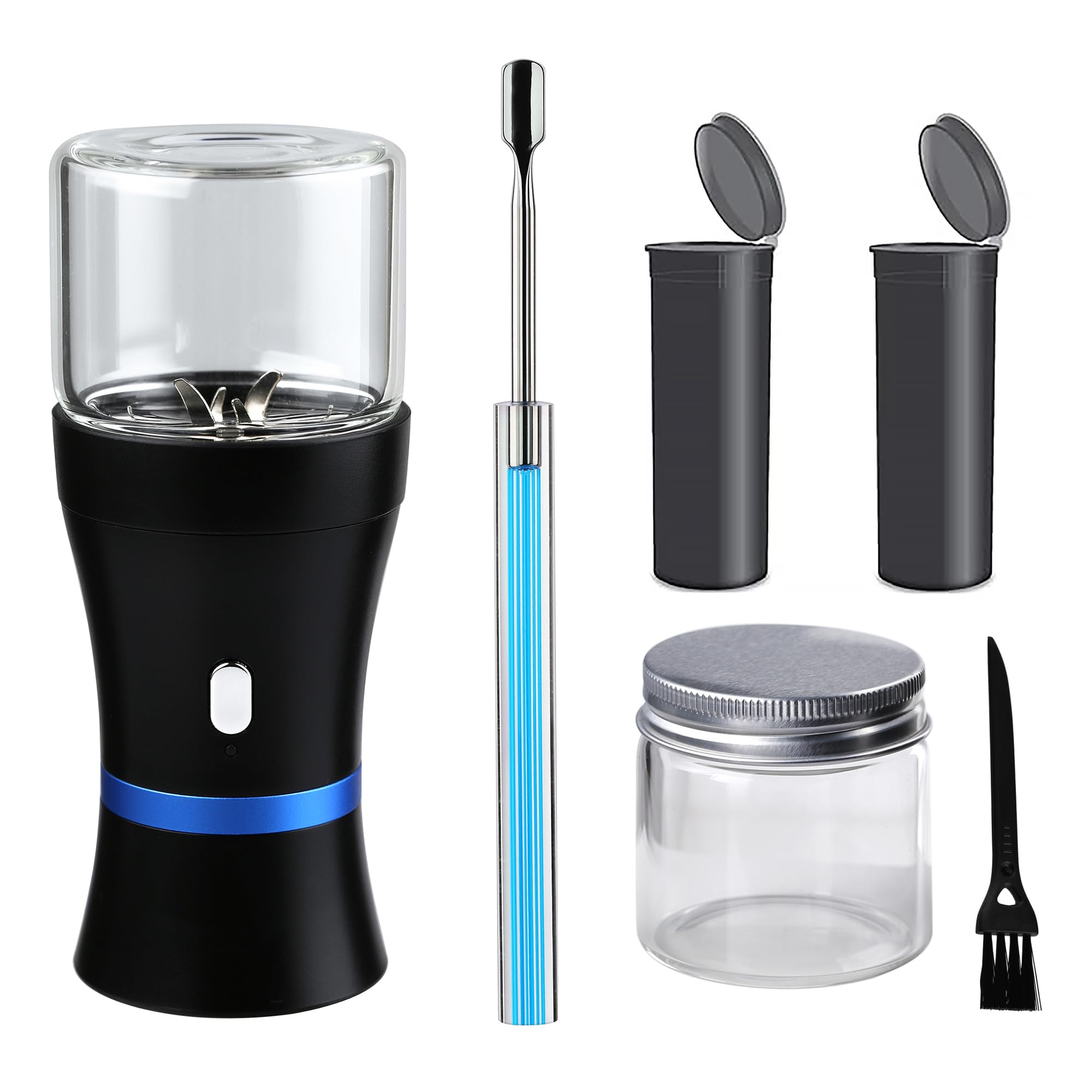 Spacenight Electric Herb Grinder Compact For Flower Buds, Usb-Rechargeable, 2Pcs 1.7Oz Glass Herb Chamber - Ideal For Everyday C