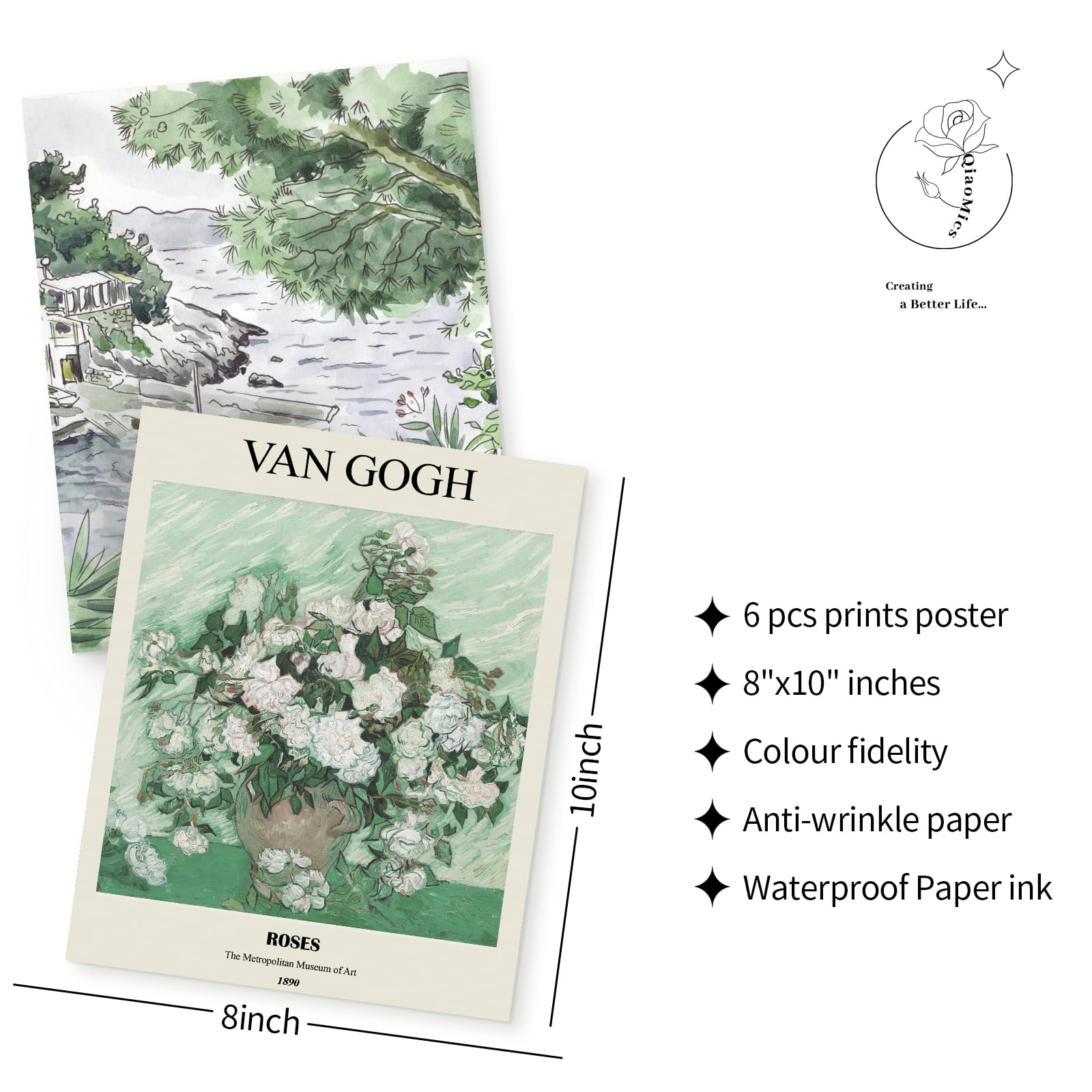 Qiaomics Sage Green Poster Master Wall Art Print,Matisse Wall Decor Aesthetic,Exhibition Posters Wall Art Flower Pictures For Be