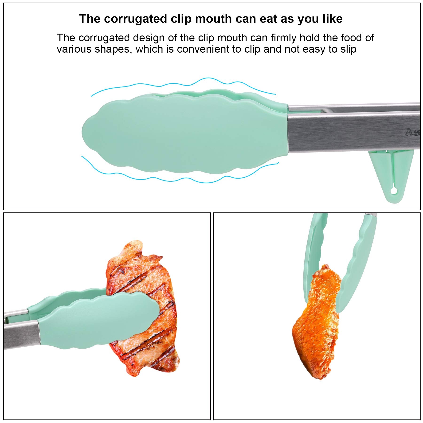 4In1 Stainless Steel Kitchen Food Tongs Set For Cooking With Silicone Tips, Toaster Steak Pie Pizza Pasta Spaghetti Noodles Sala