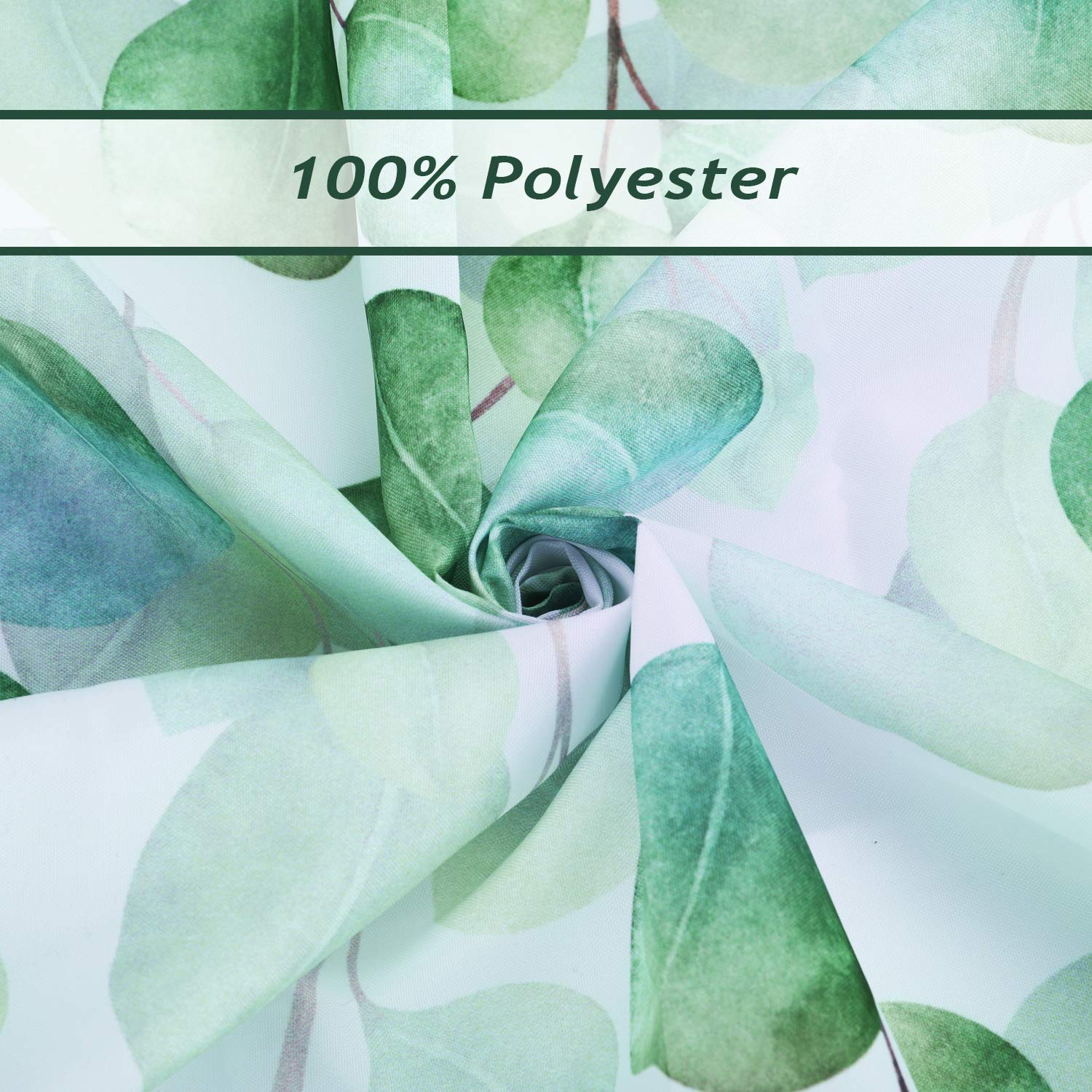 Bonhause Eucalyptus Leaves Shower Curtain for Bathroom Green Leaf Plant Decorative Bath Curtain 72 x 72 Inch Polyester Fabric Waterproof Bathroom Curtain with 12 Hooks