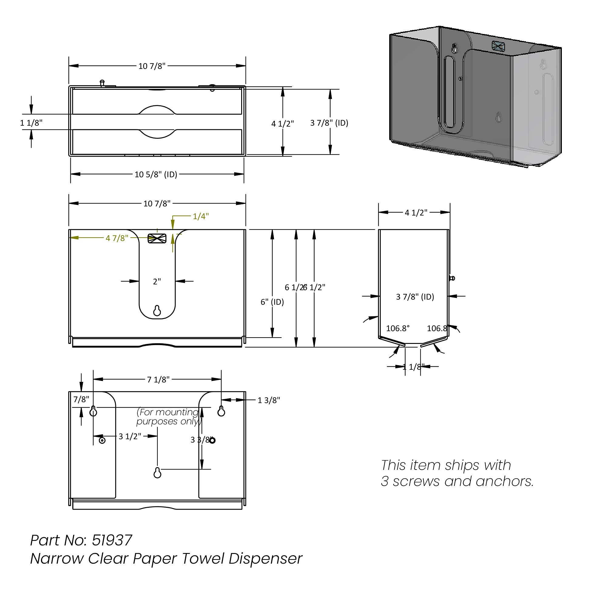 Trippnt 51937 Small Dual Dispensing Paper Towel Holder With 150 9.2 X 9.4 Inch Multi-Fold Paper Towel Capacity And Peelable Prot