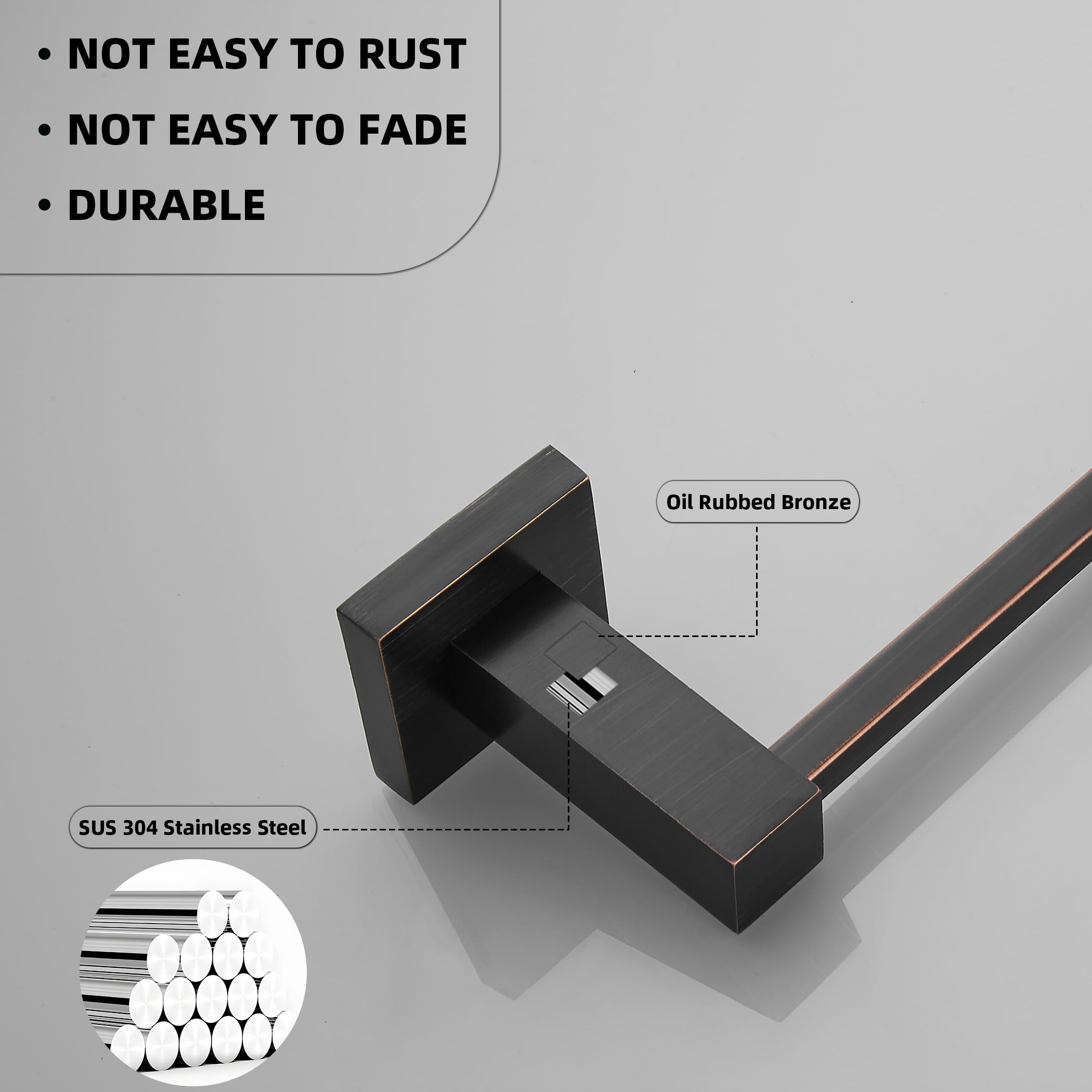 BigBig Home Bronze Toilet Paper Holder  Toilet Tissue Holder Wall Mounted  Toilet Roll Holder for Bathroom Wall Oil Rubbed Black Bathroom Hardware Set Square