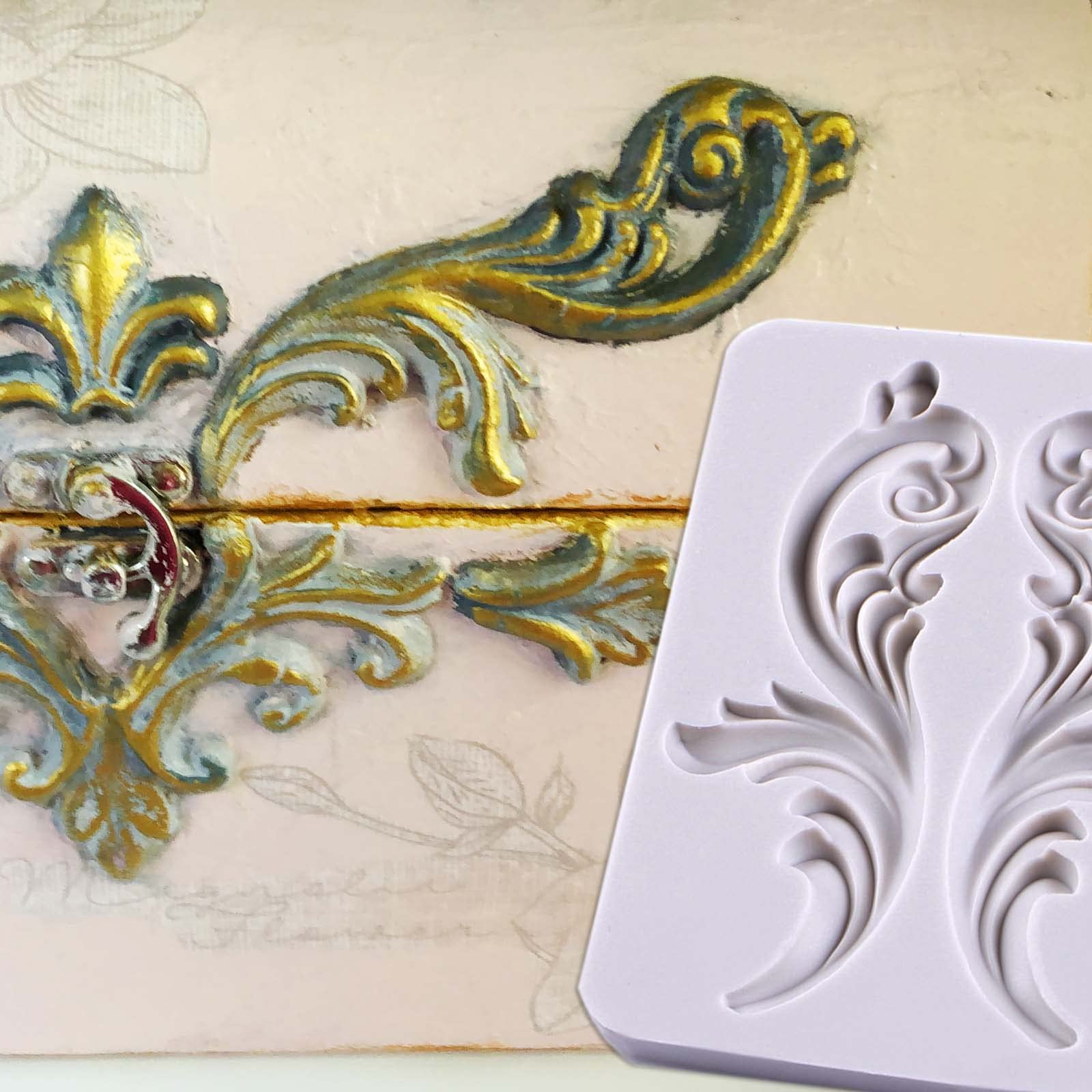 Baroque Fondant Border Mold, Relief Chocolate Silicone Cake Decor Candy Mould, For Birthday Wedding Cake Cupcake Decoration, Res