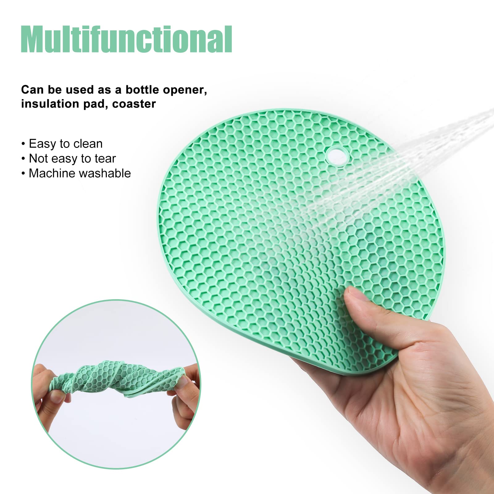 Luter 3Pcs Silicone Jar Opener Gripper Pad, 18Cm/7 Inch Jar Gripper Pad Multi-Purpose Round Honeycomb Jar Opener For Weak Hands
