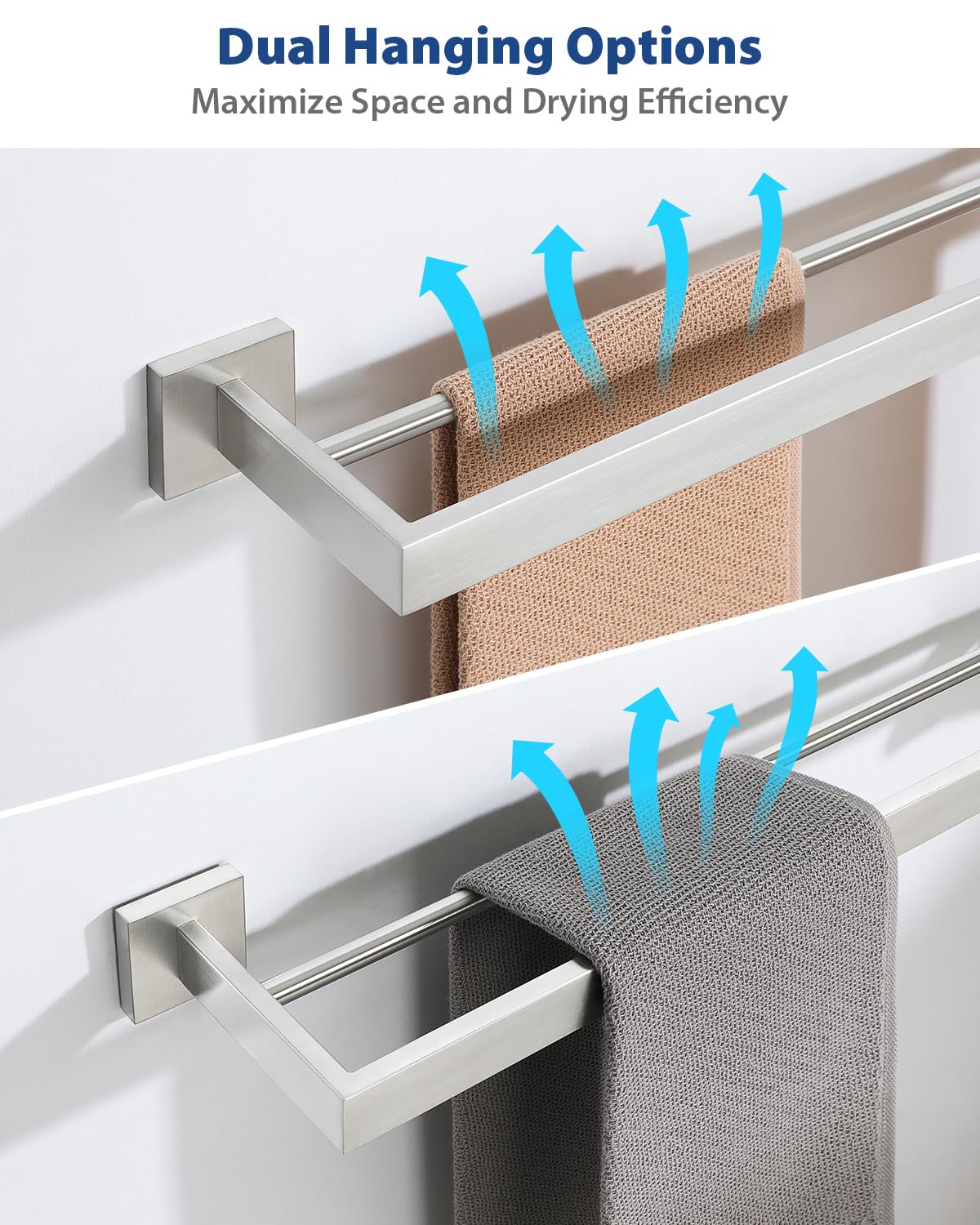 Alise Double Towel Bar, 30 Sus304 Stainless Steel Towel Racks For Bathroom, Long Bathroom Towel Rack Wall Mounted, Heavy Duty To