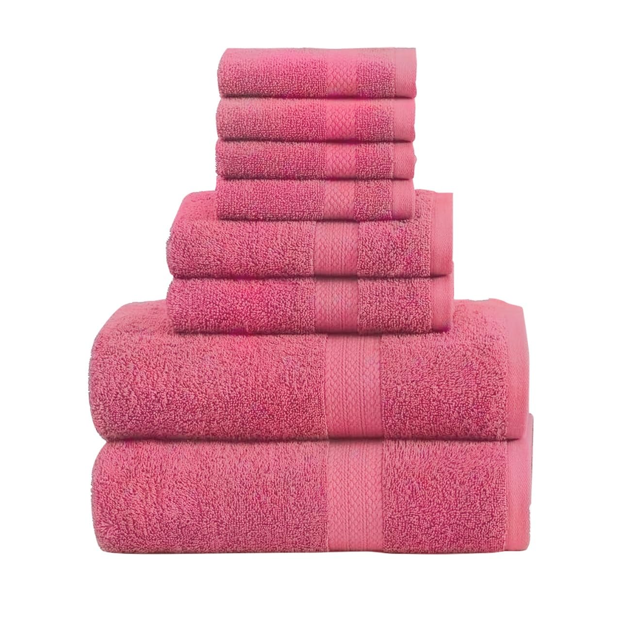 Quba Linen Towels Set Of 8 Pcs (Pink)