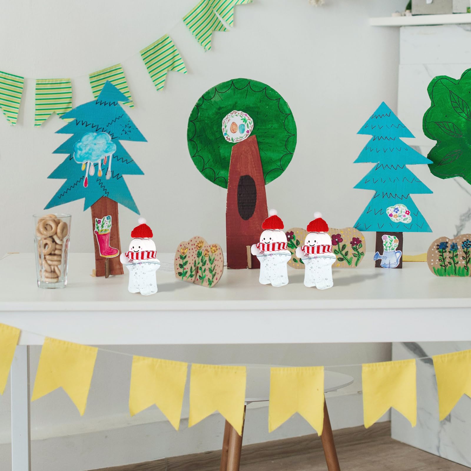 Kisangel 3 Sets Christmas Gingerbread Man Water Bottles Reusable Plastic Juice Bottles with Caps Empty Bottles for Drinks 350ml