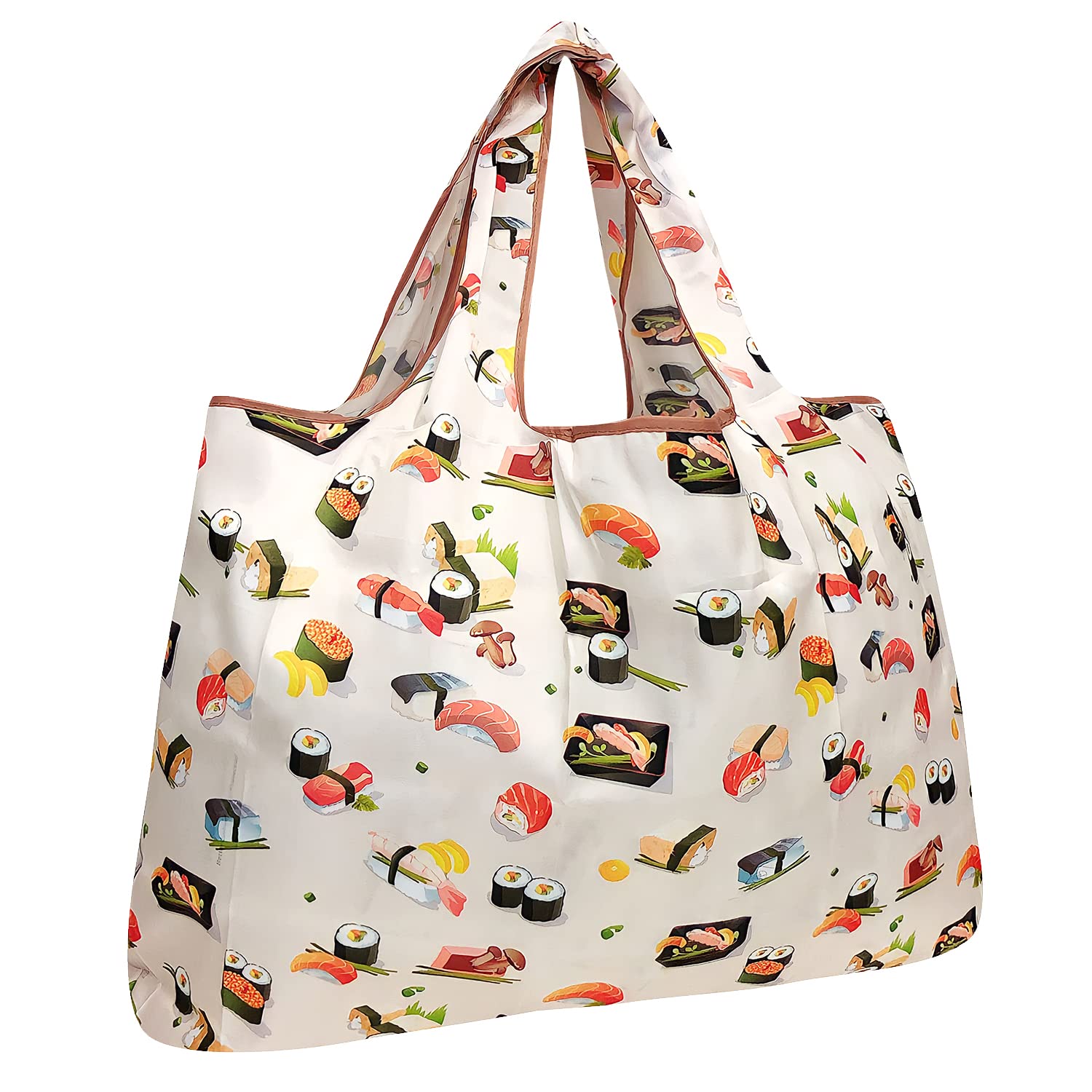 Allydrew Large Foldable Tote Nylon Reusable Grocery Bag, Sushi