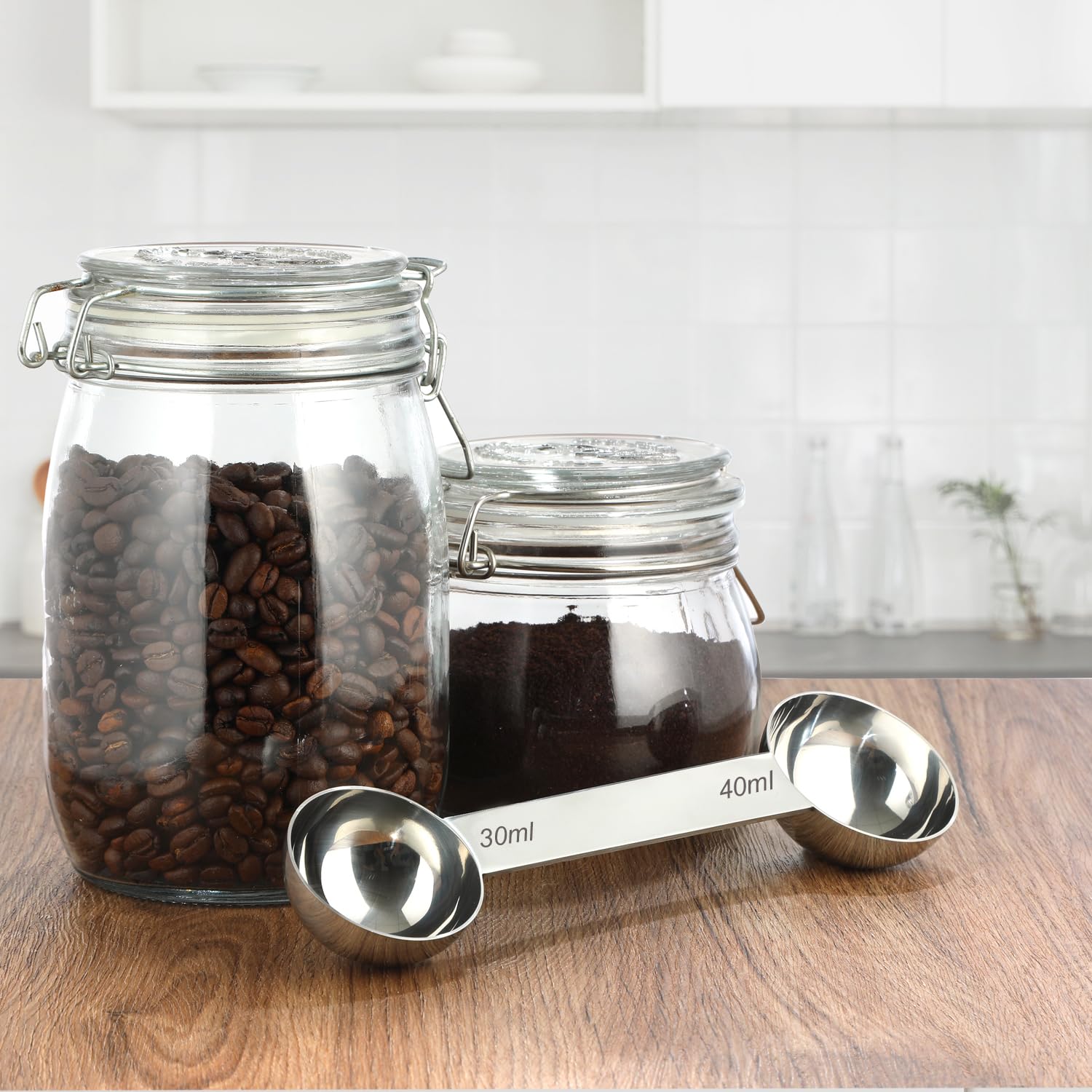 Udqyq Stainless Steel Measuring Spoons Coffee Scoop With 30Ml & 40Ml Measuring Tablespoon,Metal Dual Sided Long Handles Measurin