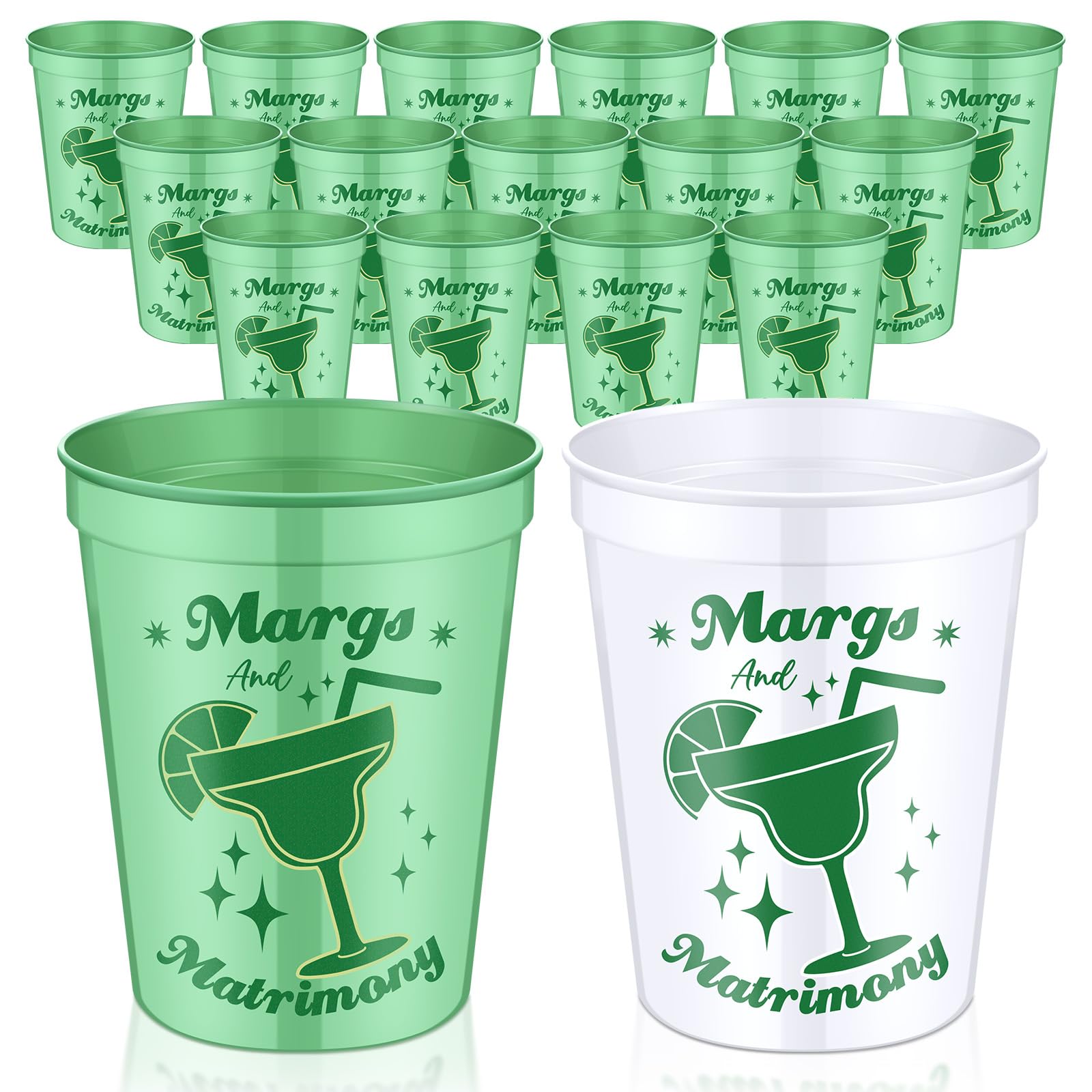 Ninehaoou 16 Pack Margs and Matrimony Bachelorette Party Cups Bachelorette Party Supplies 16oz Reusable Cowgirl Cups Bridal Show