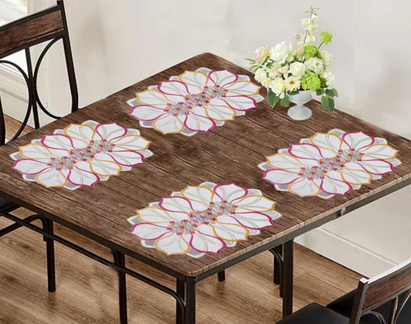 GROKI Polyester Rectangle Shaped Table Mat Placemats for Dining Kitchen Table Decorations (Set of 4) Dining Table Seater Cover D
