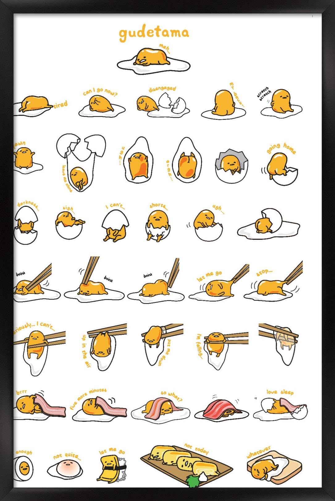 Trends International Gudetama - Grid Wall Poster, 14.725'' X 22.375'', Black Framed Version