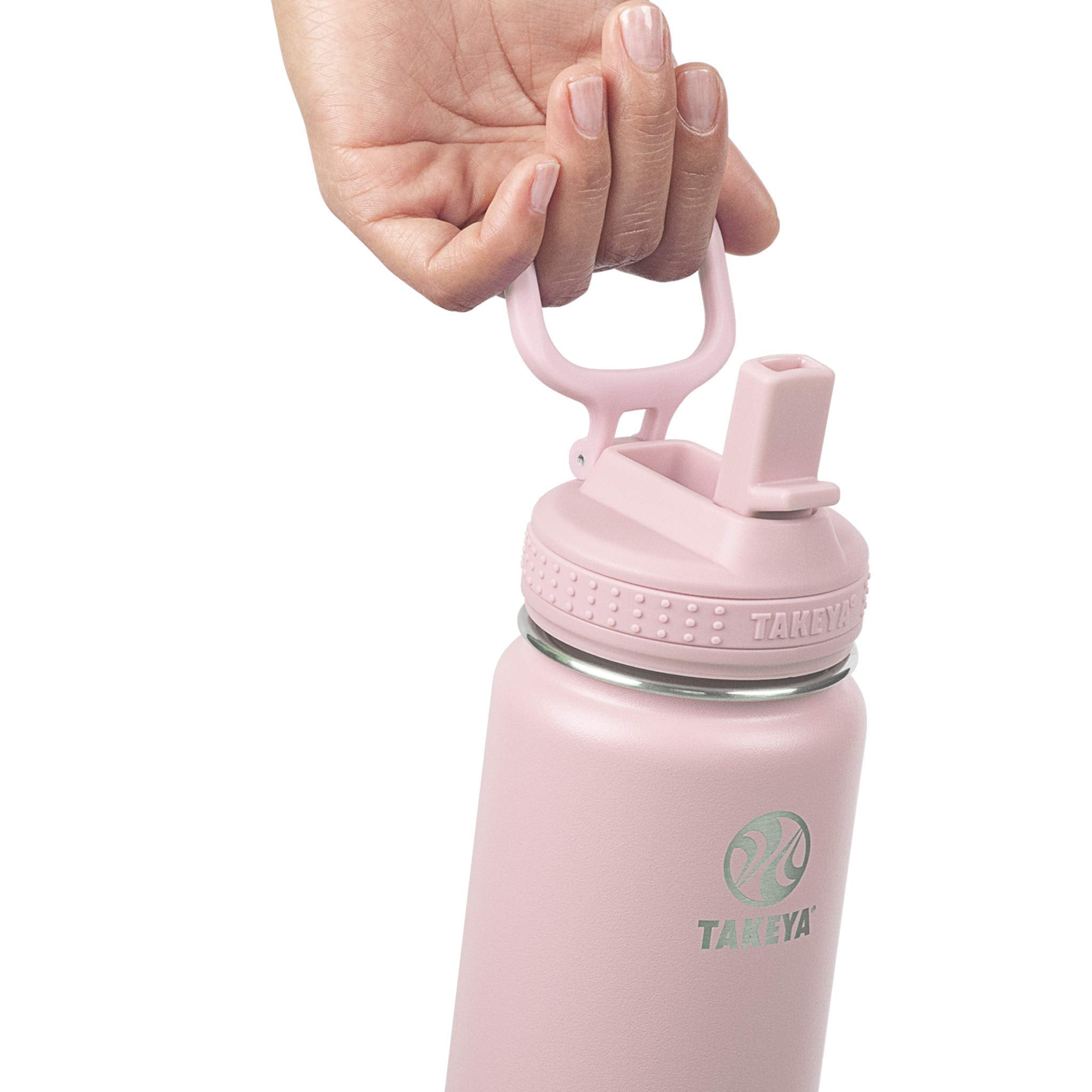 Takeya Actives 22 Oz Vacuum Insulated Stainless Steel Water Bottle With Straw Lid, Premium Quality, Blush