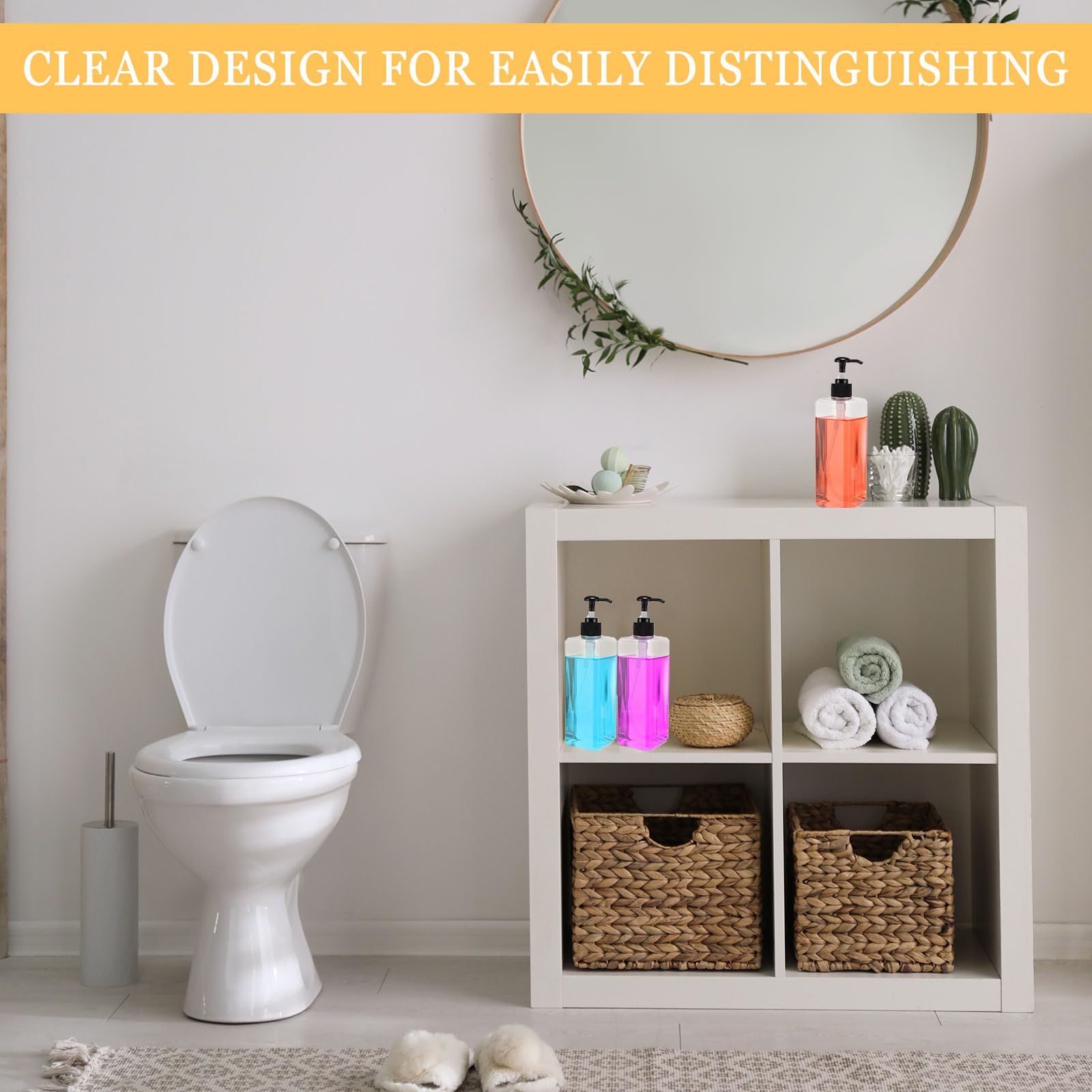 20 Pack 16Oz/ 500Ml Plastic Empty Bottles Refillable Shampoo Containers With Pump Lightweight Square Soap Dispenser Bottles For