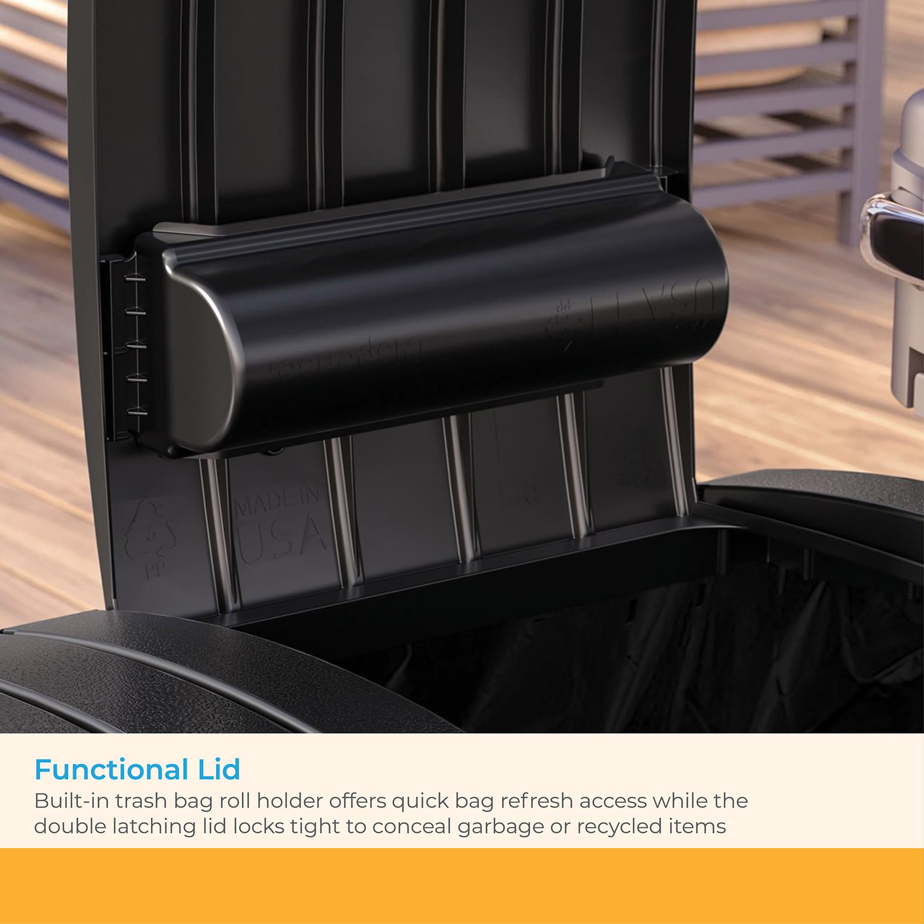 Suncast Dual Trash Hideaway Cabinet for Garbage and Recycle Bags, Discrete Outdoor Trash Cabinet with Concealed Trash Bag Holder