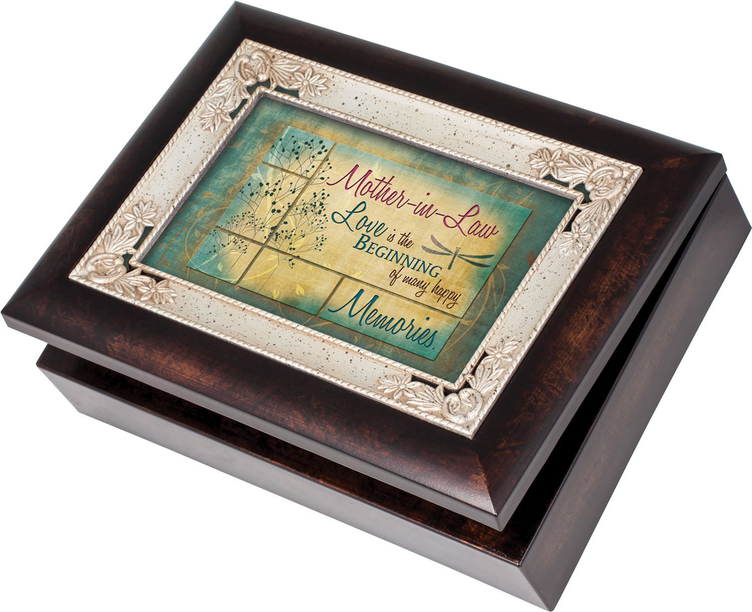 Cottage Garden Mother-in-Law Love is The Beginning Burlwood Jewelry Music Box Plays You Light Up My Life