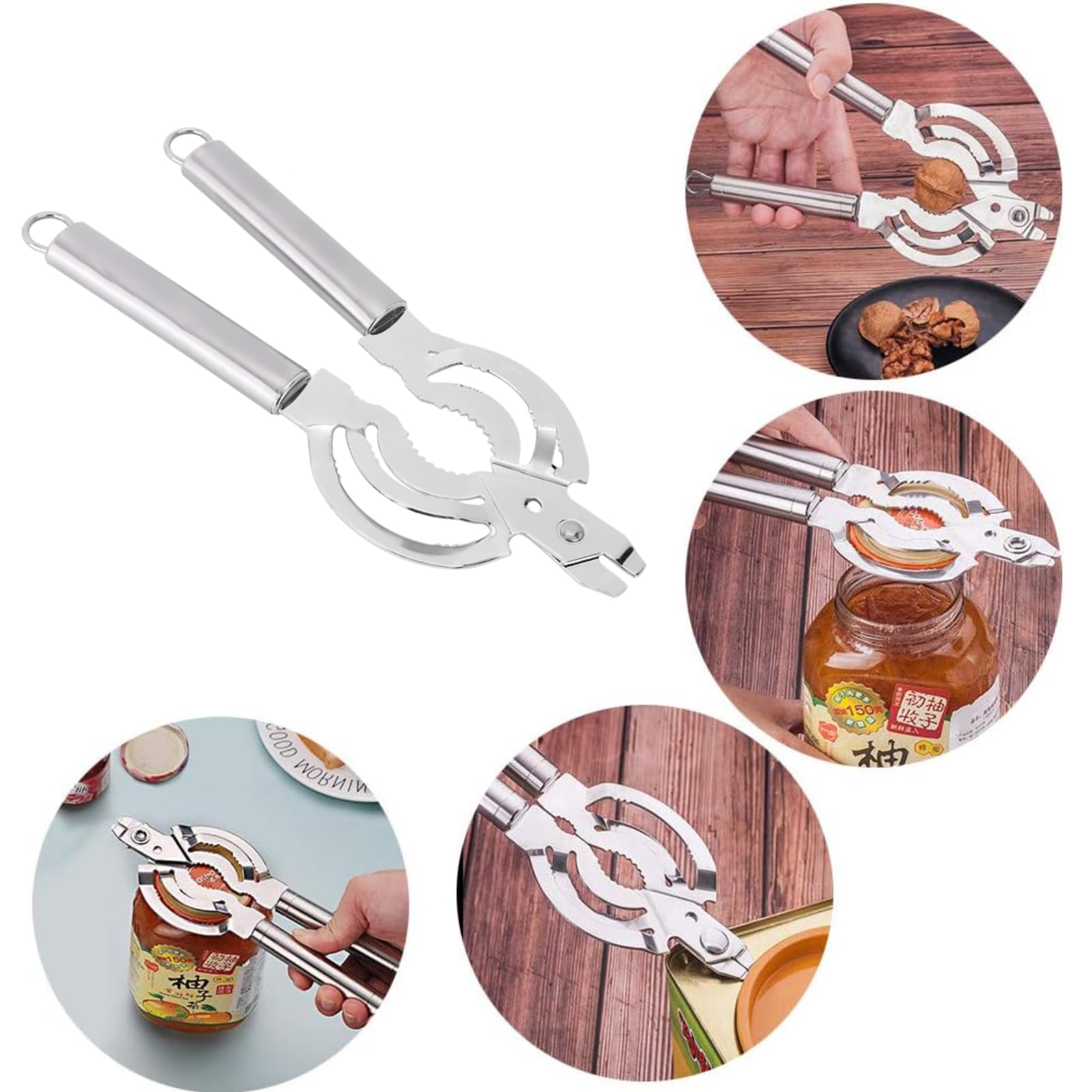 Multifunctional Stainless Steel Jar Opener, Manual Can Opener Adjustable Bottle Jar Lid Remover, Handy Screw Can Bottle Lid Grip