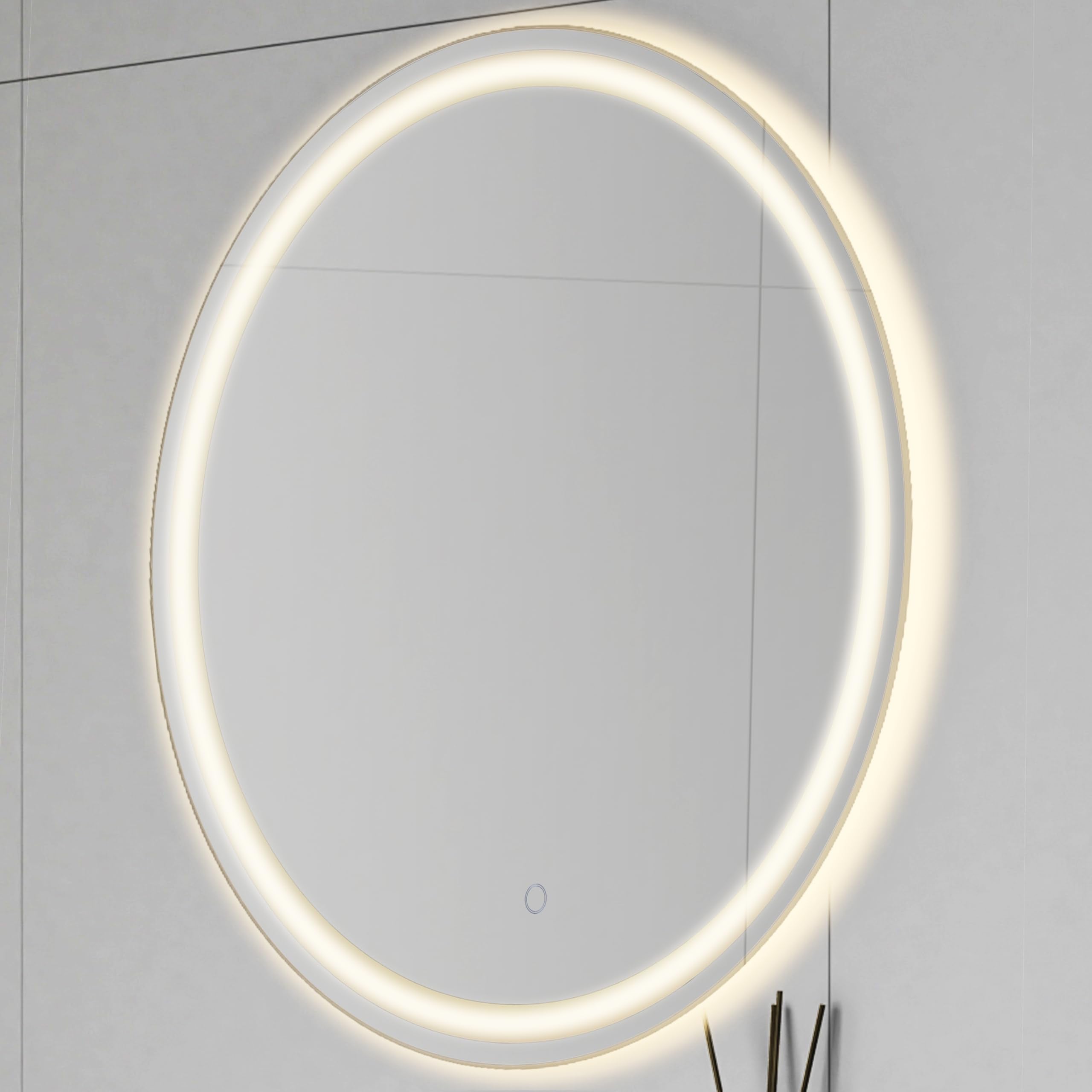 Jonathan Y Mir101A-27R Dane 27'' Round Frameless Anti-Fog Aluminum Front/Back-Lit Tri-Color Led Bathroom Vanity Mirror With Smar