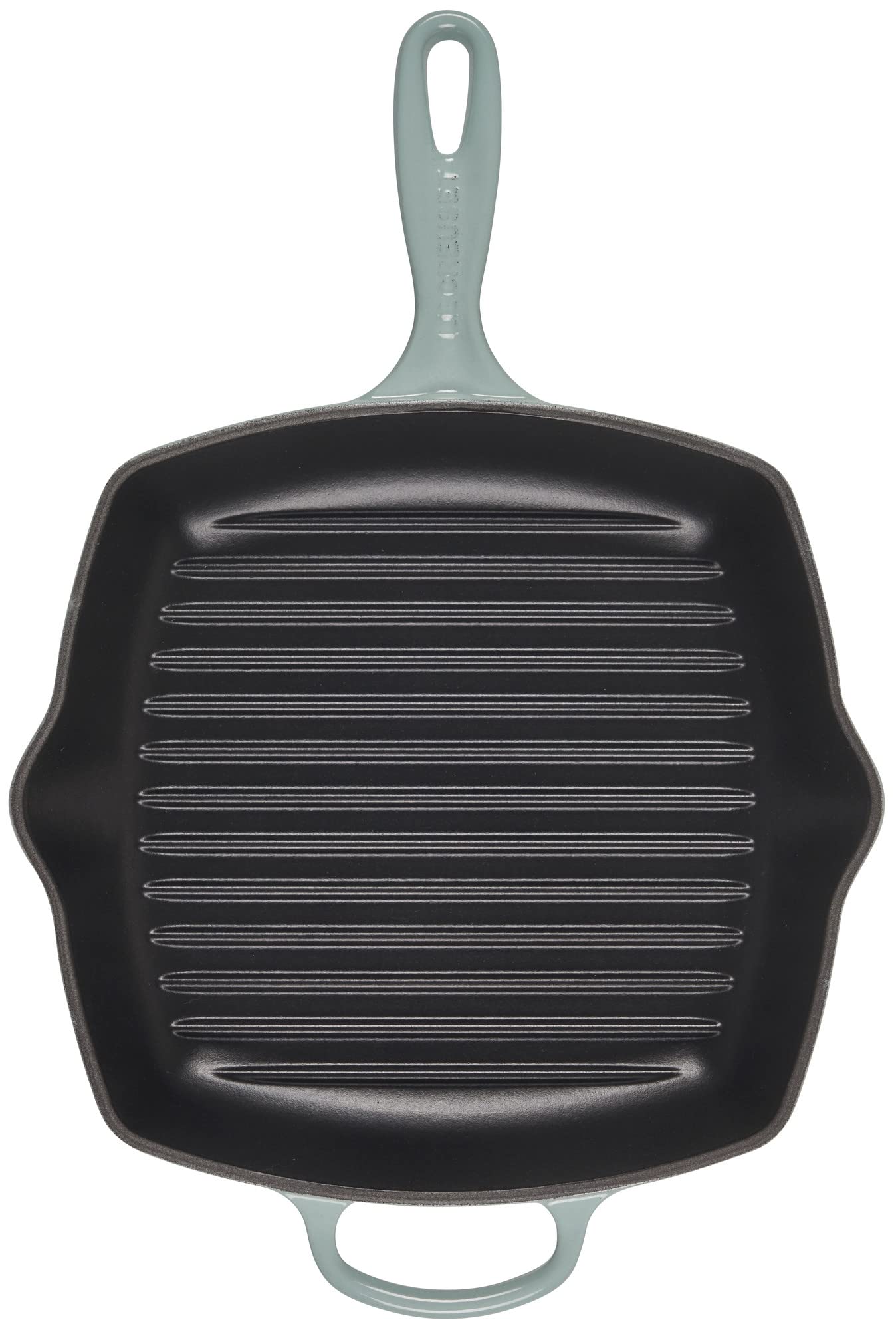 Le Creuset Cast Iron Signature Square Skillet Grill, 10.25, Sea Salt