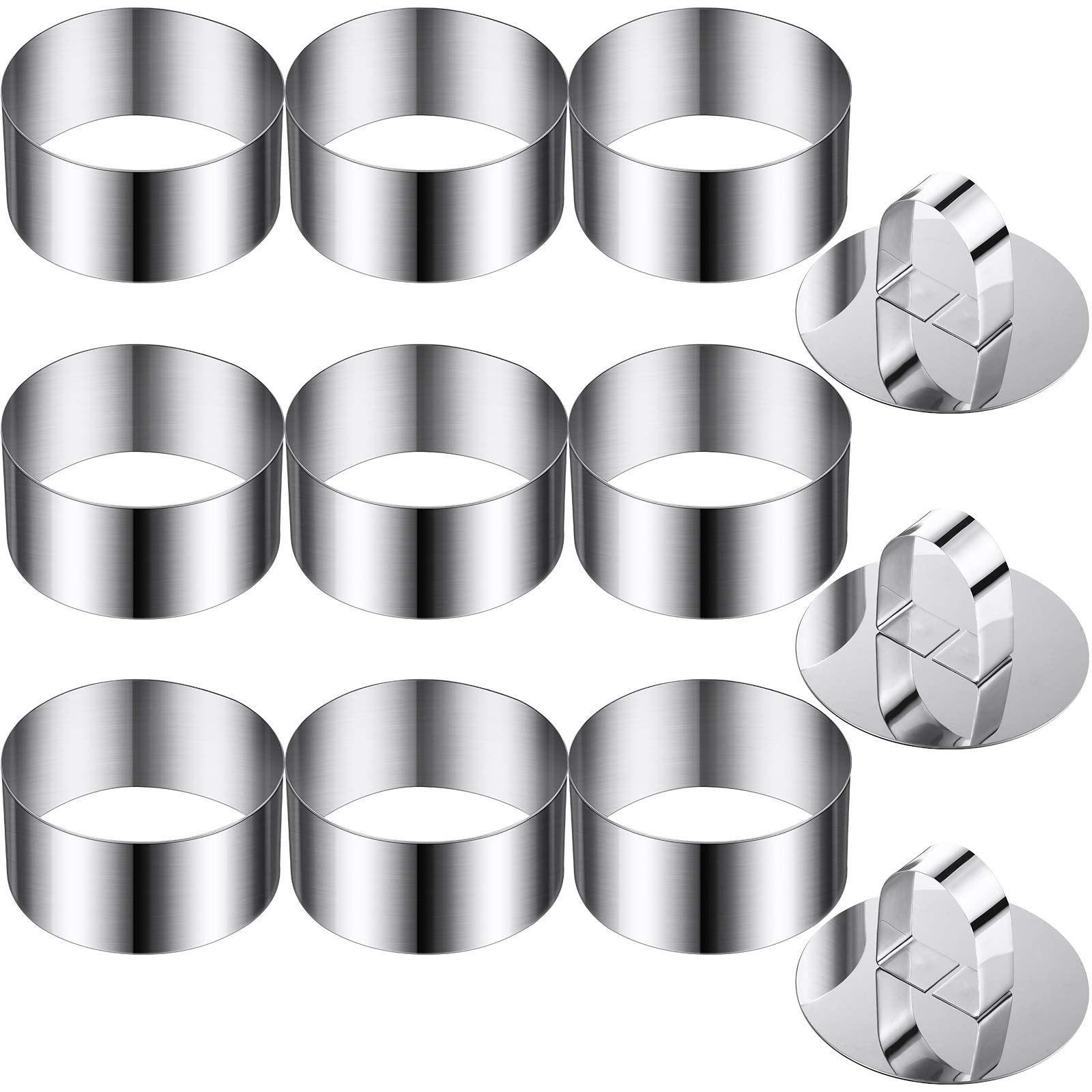 Patelai Round Cake Ring Molds, 3.15 Inch, Stainless Steel, 12 Pieces