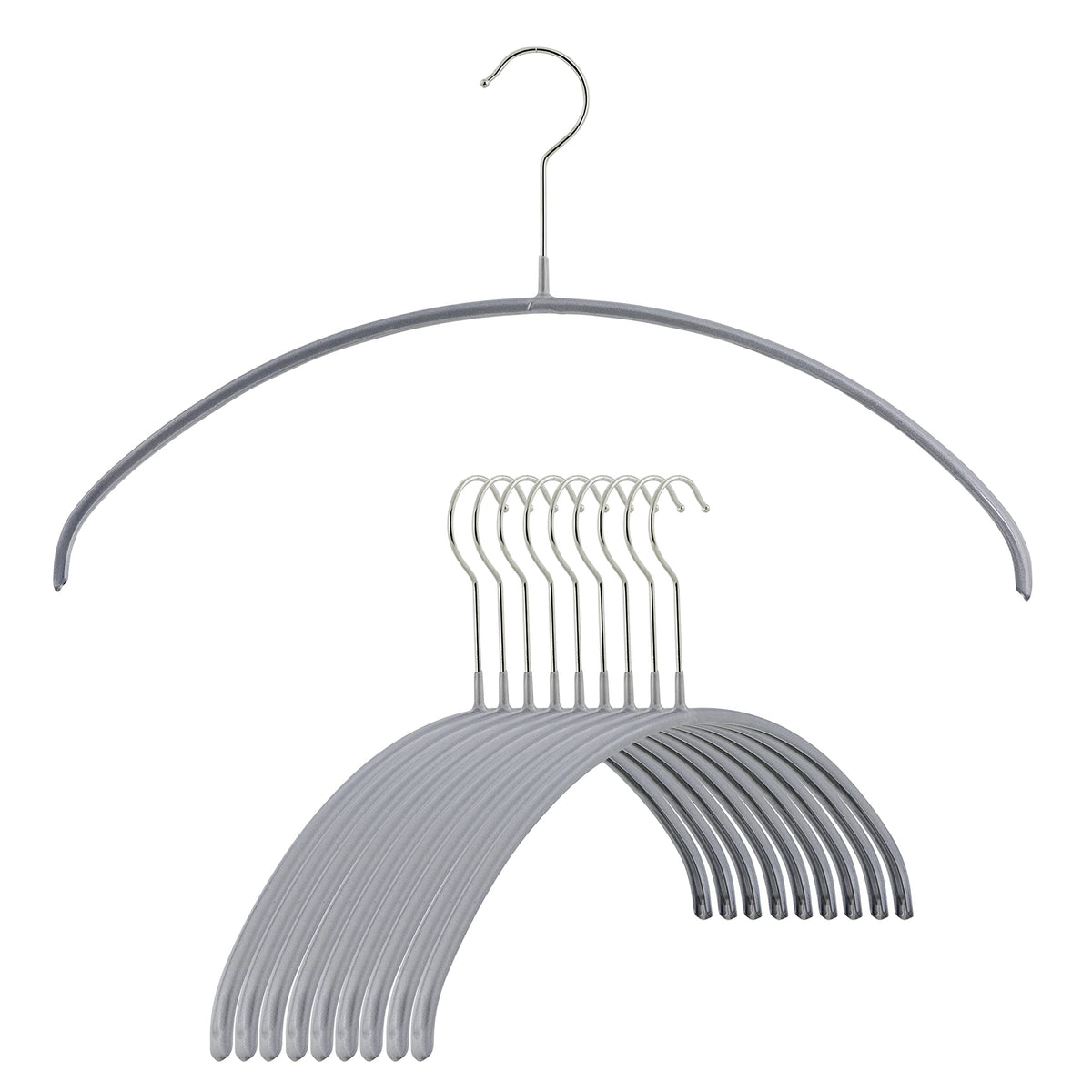 Mawa Euro Series Non-Slip Space Saving Clothes Hanger, Set Of 10, Silver Style 40/P, Pack Of 10, 10 Count (14148)