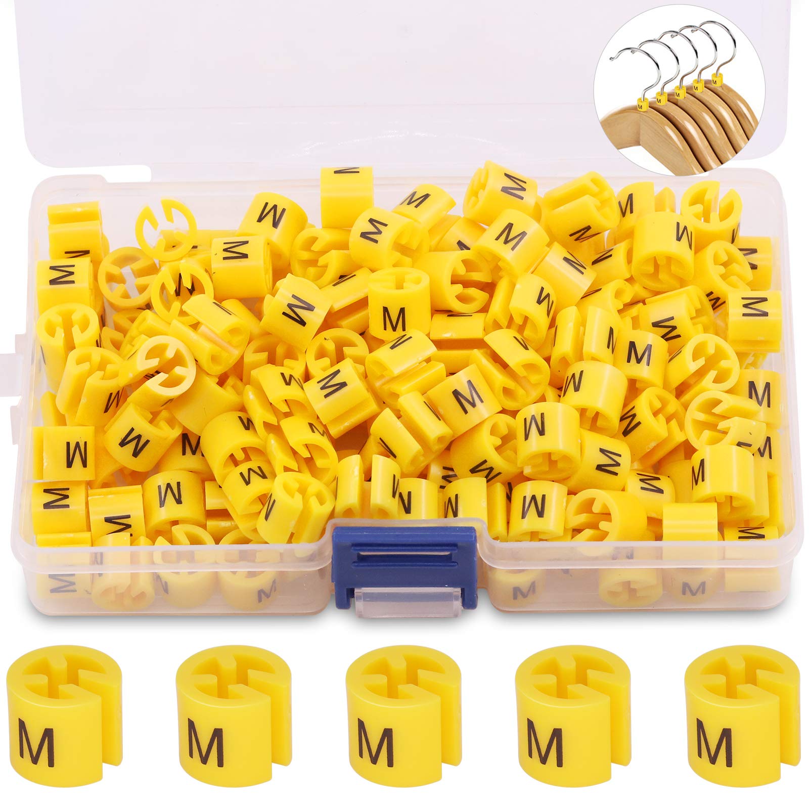 Mardatt 150Pcs M Size Clothes Hanger Size Markers Color-Coding Garment Size Markers Tags With Sturdy Storage Box