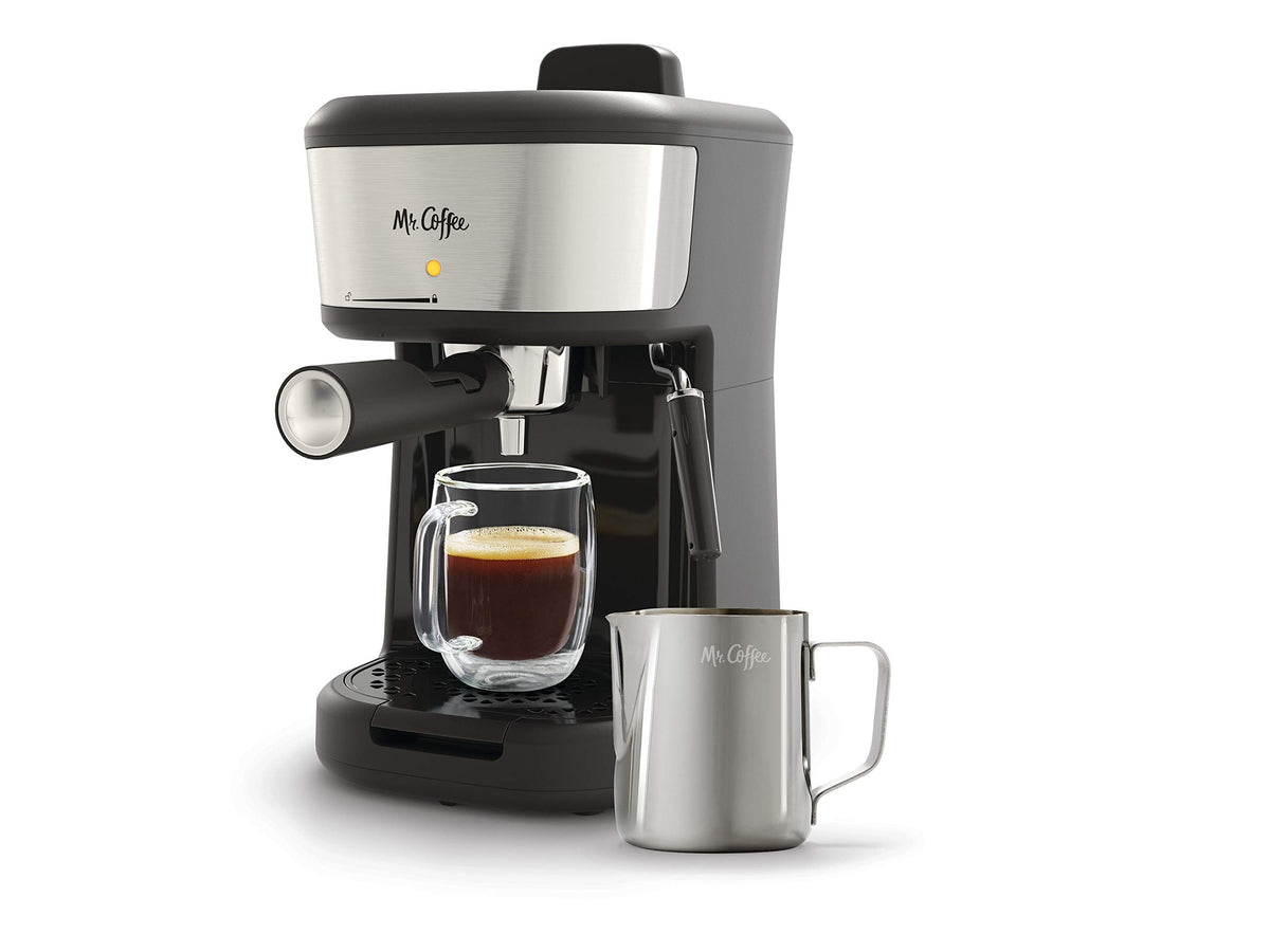 Mr. Coffee Espresso And Cappuccino Machine, Single Serve Coffee Maker With Milk Frothing Pitcher And Steam Wand, 20 Ounces, Stai