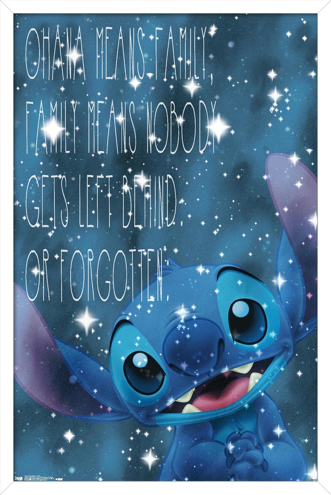 Trends International Disney Lilo And Stitch - Ohana Wall Poster, 22.375'' X 34'', White Framed Version