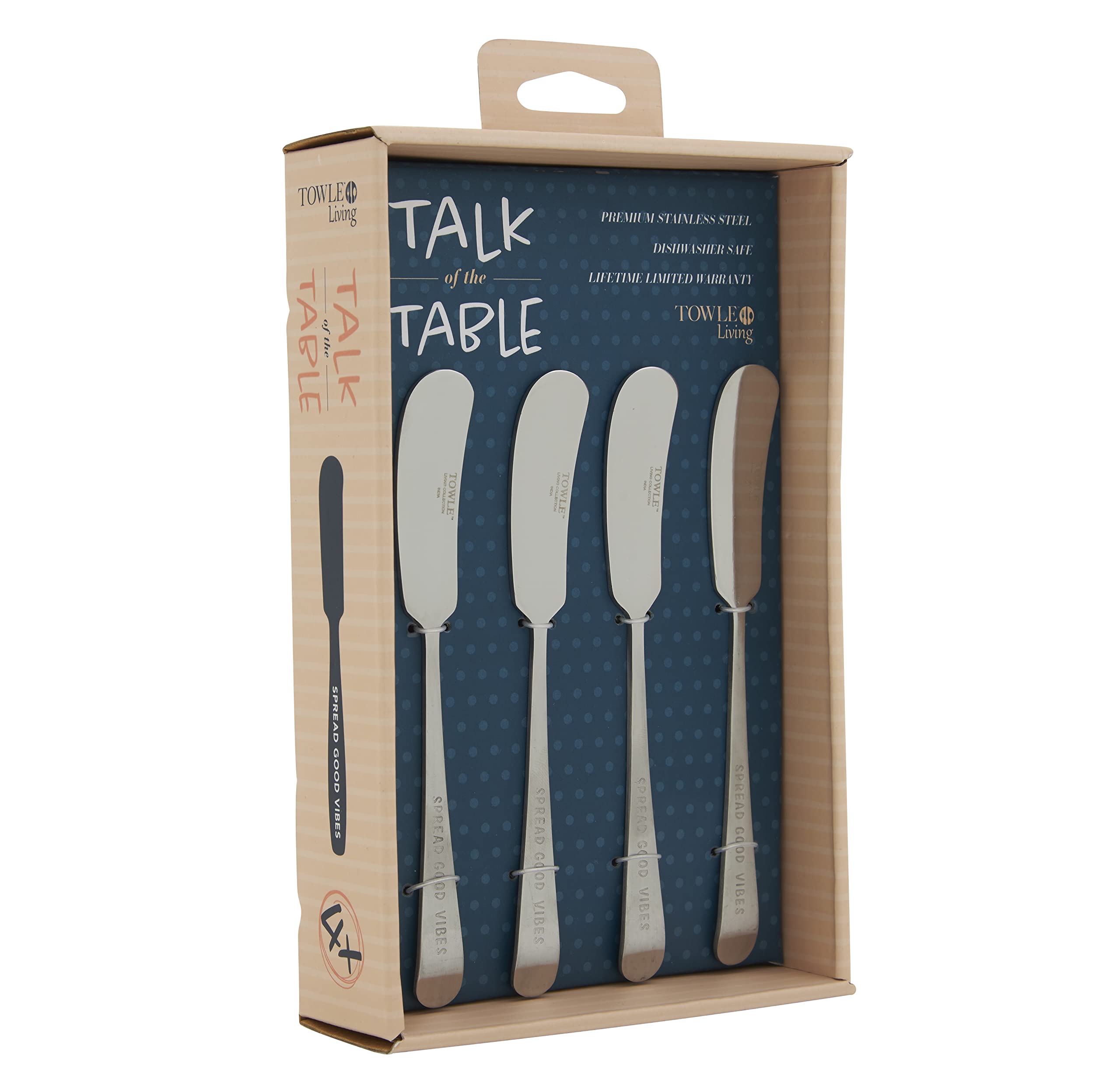 Towle Living Expressions Cheese Spreader S, Set Of 4 , Stainless Steel -