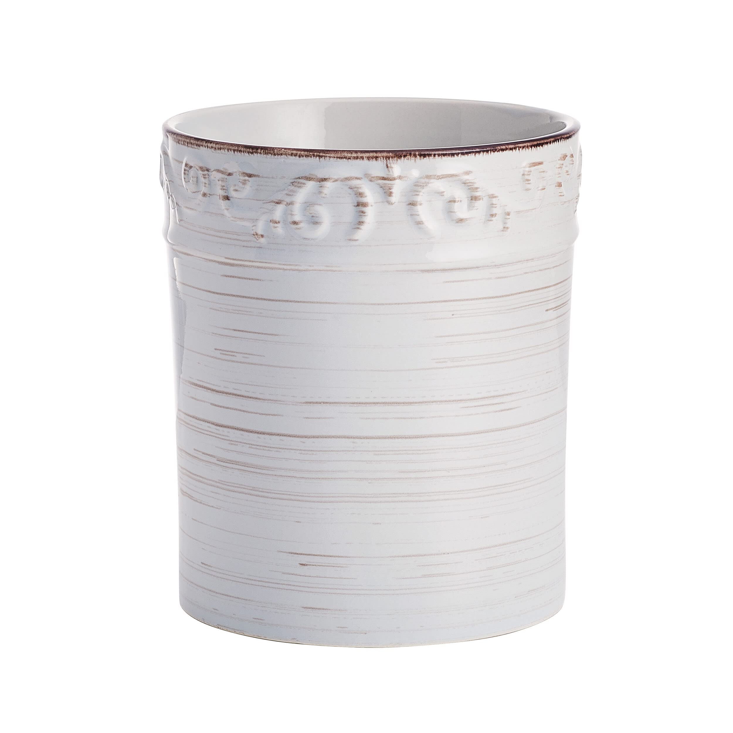 Pfaltzgraff Trellis Utensil Crock, 7X6 Inch, White