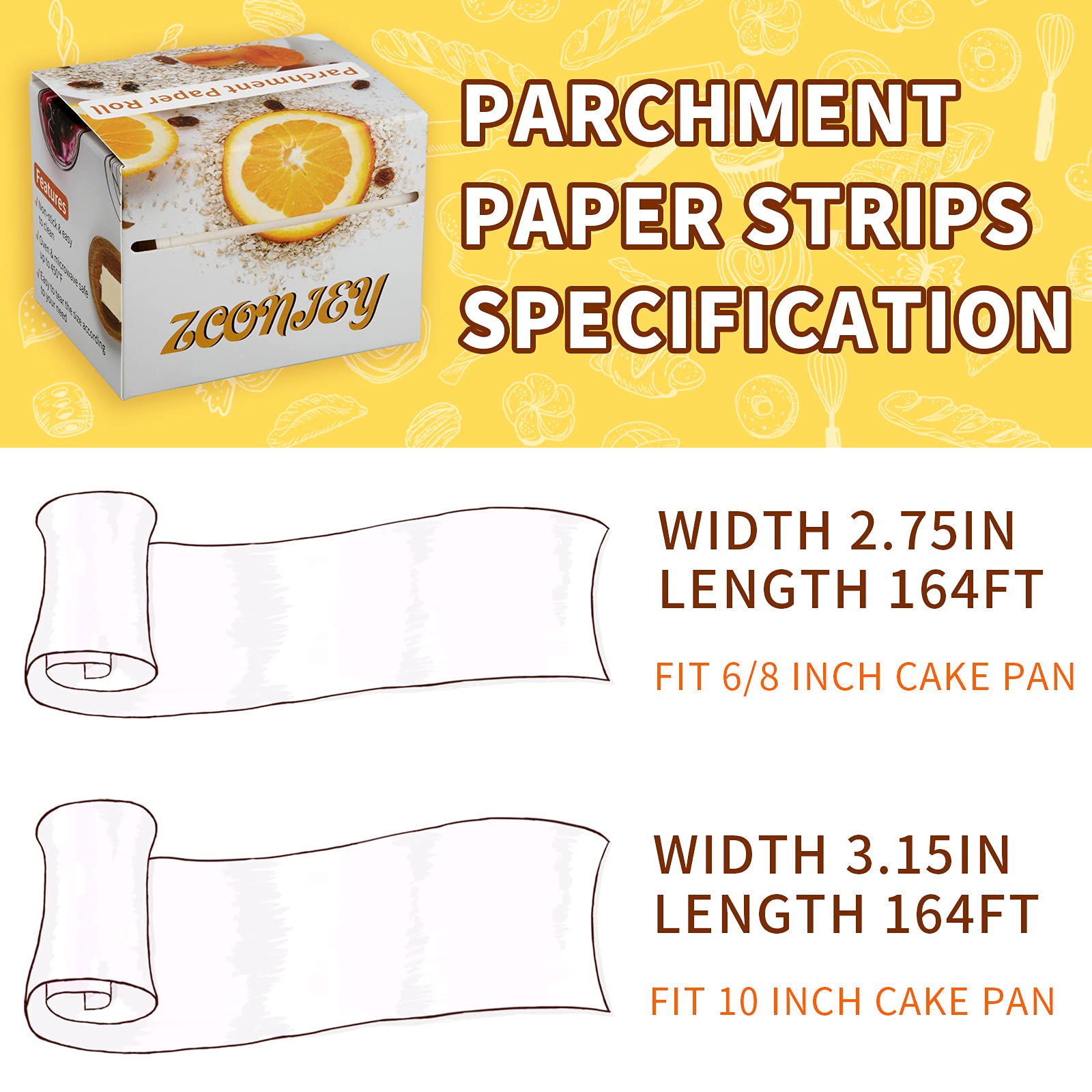 Baking Parchment Paper Side Liners - Baking Strips Roll For Round Cake Pans, Cheesecake Springform Pan, Non Stick Pan Lining Pap