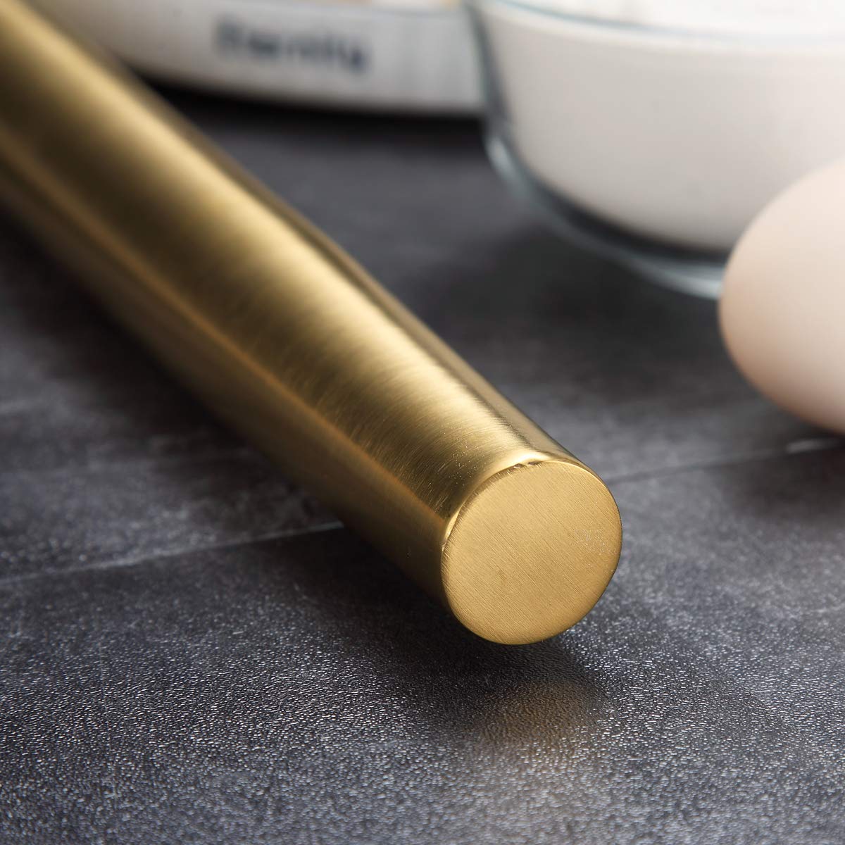Berglander Gold Rolling Pin, 16.7 Inches Stainless Steel Matte Finish With Gold Titanium Plating Rolling Pin For Baking, Pizza,
