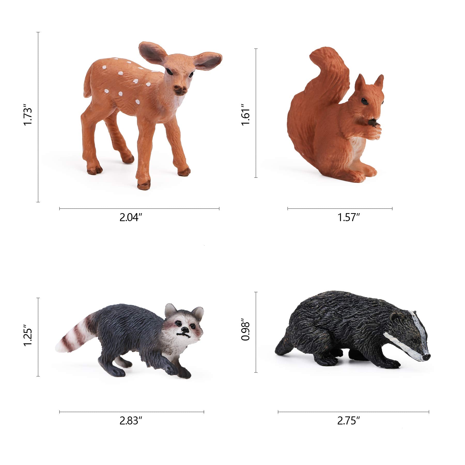 16PCS Forest Animals Baby Figures  Woodland Creatures Figurines  Miniature Toys Cake Toppers Cupcake Toppers Birthday Gift for Kids