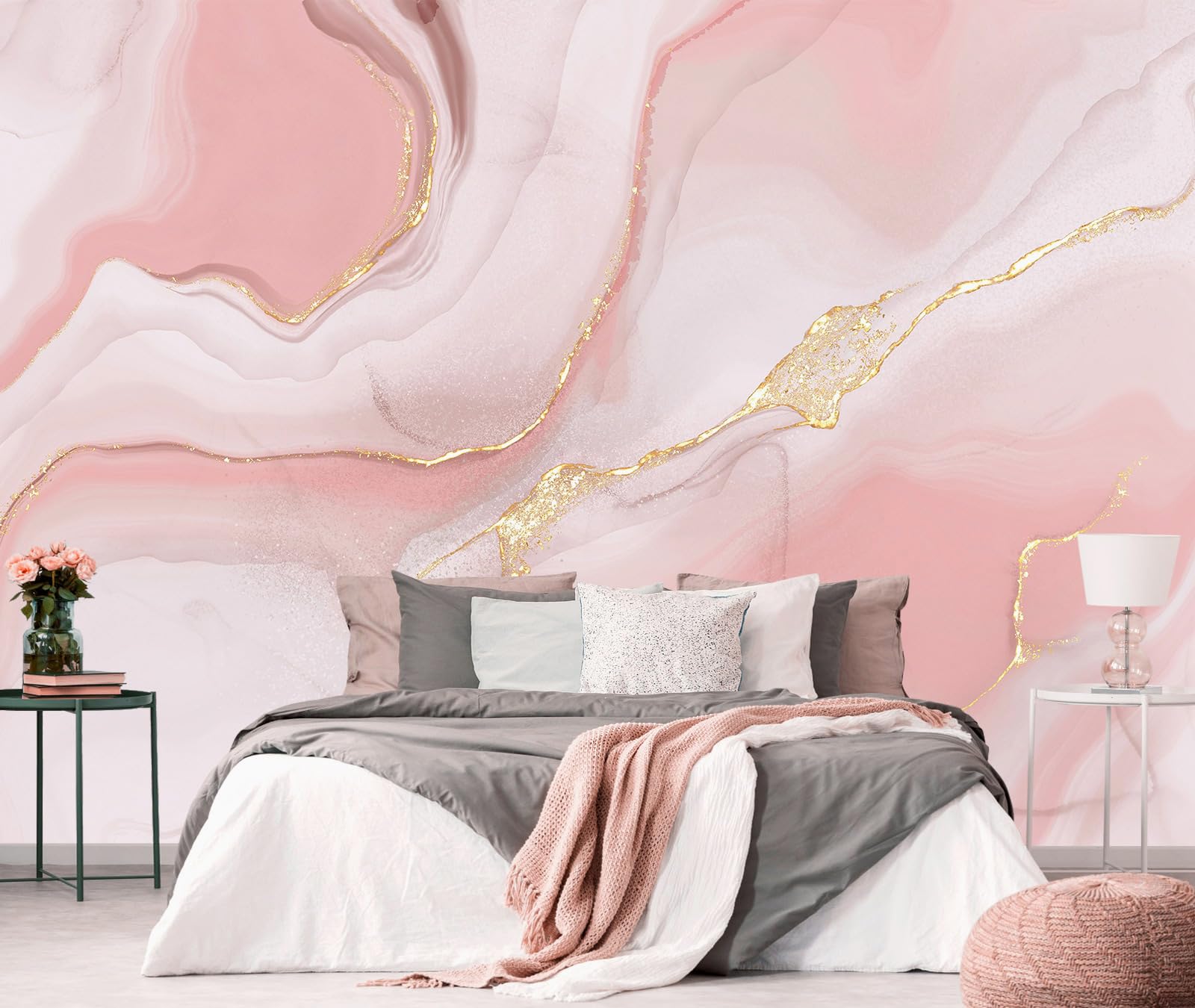 PYFFYP- Abstract Gold Marble Wallpaper murals for Bathroom(Not Peel and Stick)