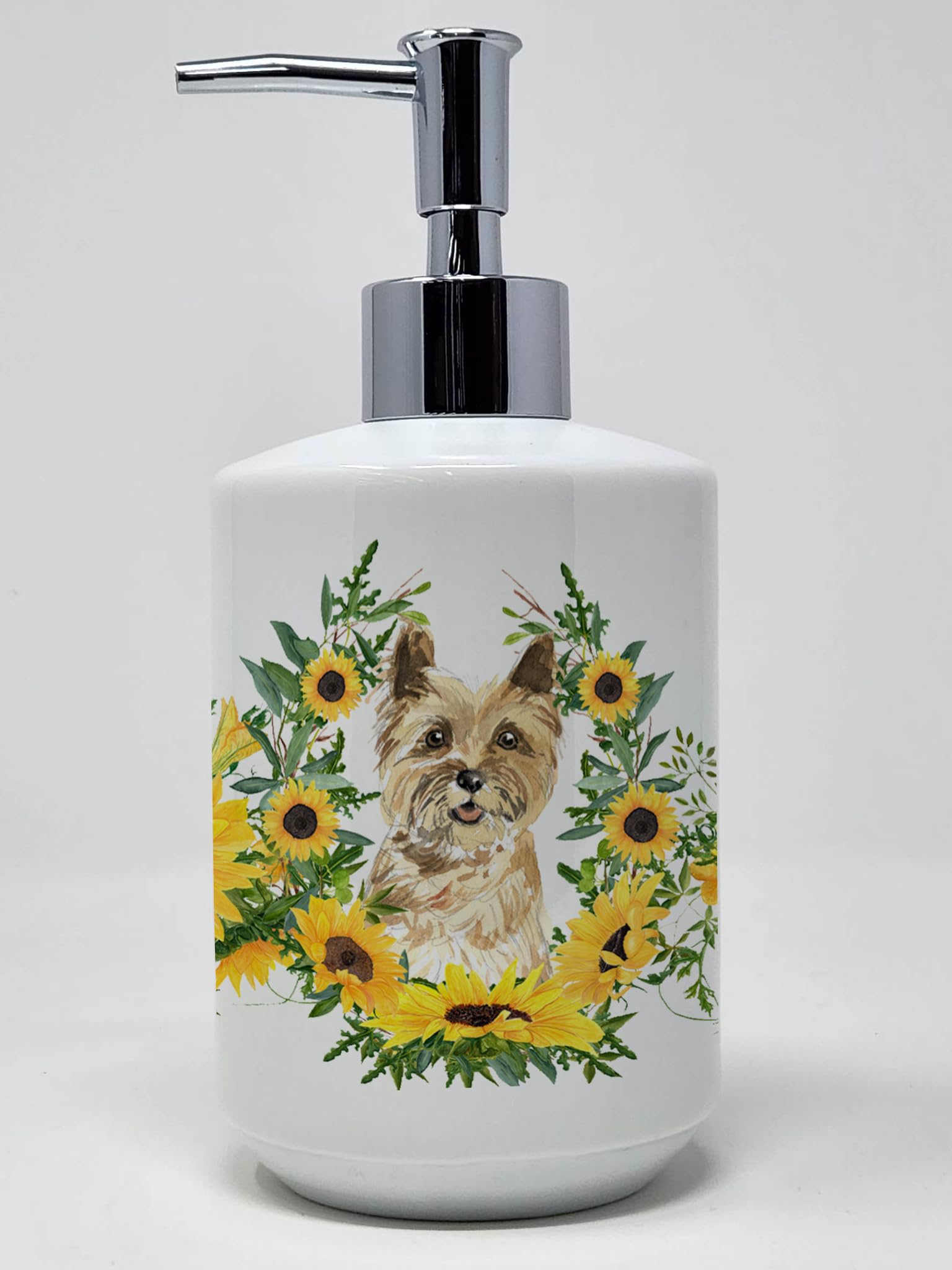 Caroline'S Treasures Ck2982Soap Boxer In Sunflowers Ceramic Soap Dispenser Hand Soap Dispenser Pump Bottles For Bathroom Kitchen