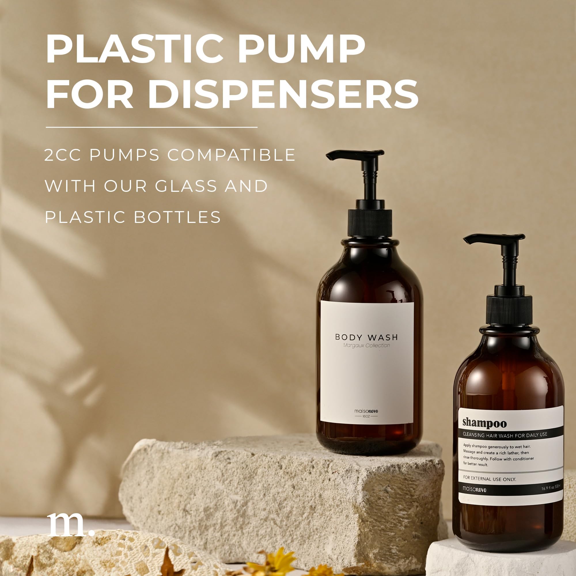 Maisonovo Soap Pump Replacement - 2X Black Plastic Pumps - Pump Dispenser - Soap Dispenser Pump Replacement - Stainless Steel So