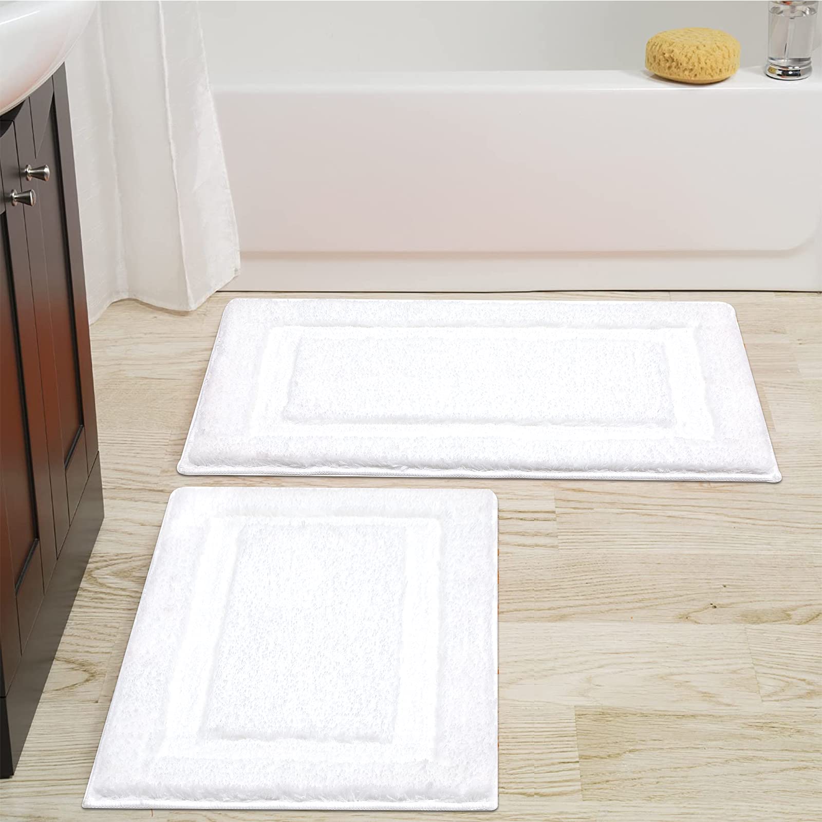Shacos Super Soft Bathroom Rugs Set Of 2 Pieces 16X24 + 20X32 Inch Non Slip Small Bath Rugs Microfiber Washable Absorbent Bath M