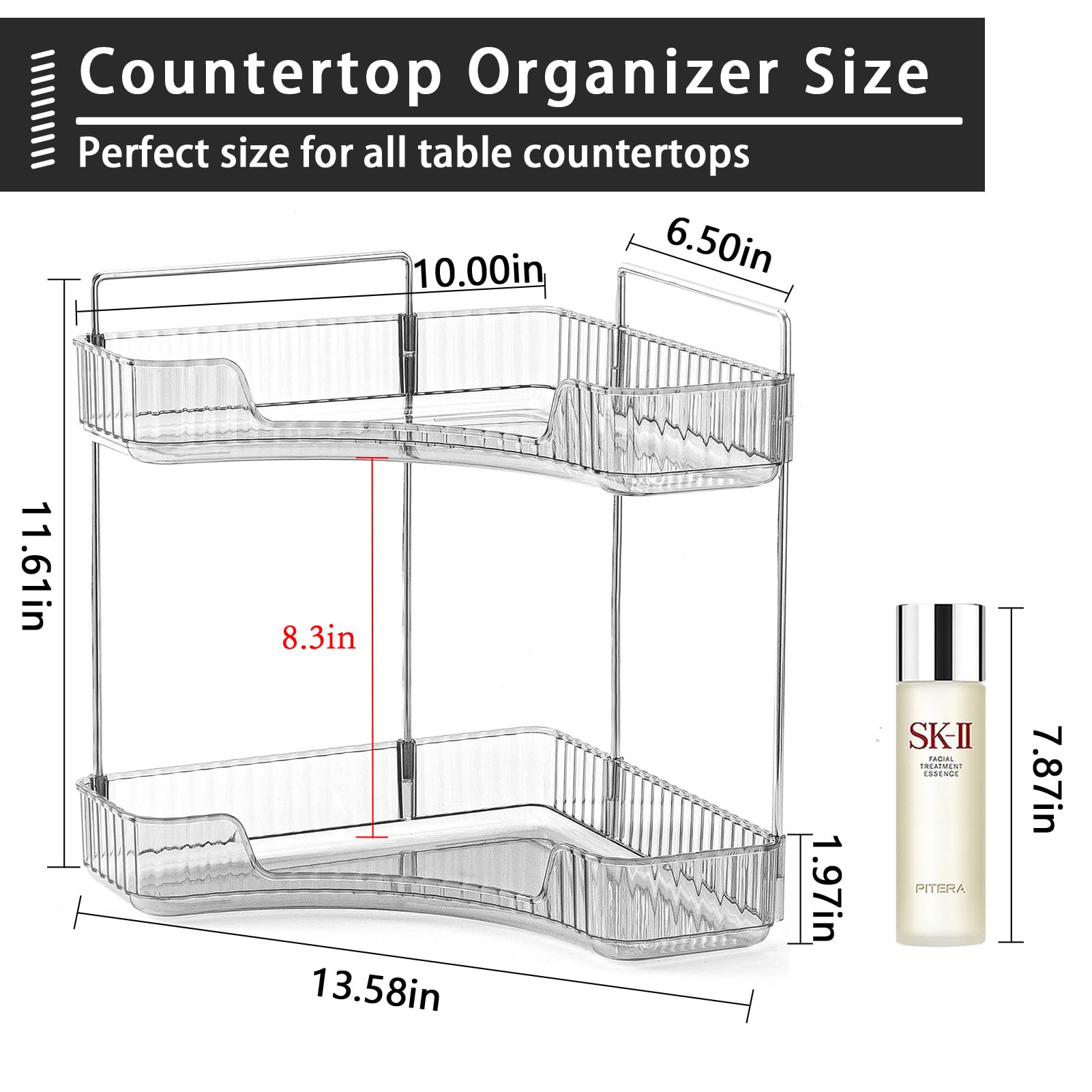 Shuang Qing 2-Tier Corner Bathroom Counter Organizer, Bathroom Countertop Perfume Tray And Vanity Organizer, Makeup Cosmetic Sto