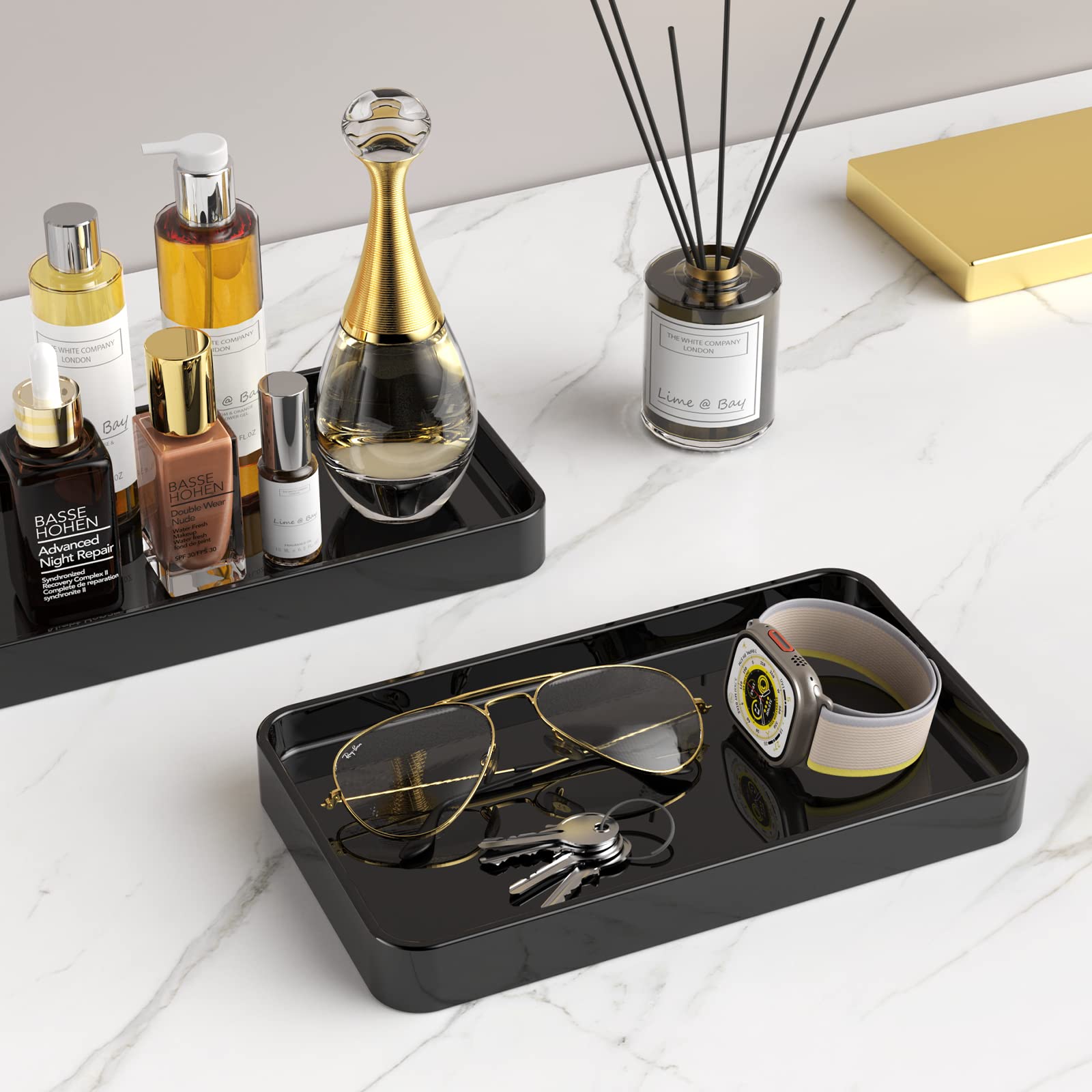 Gurygo Vanity Tray For Bathroom, 10'' Ceramic Soap Dispenser Tray For Kitchen Counter, Bathroom Trays For Counter, Kitchen Tray