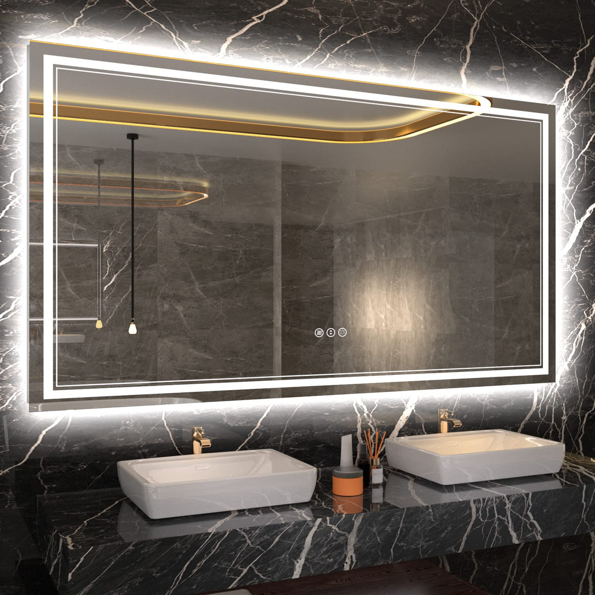 Istripmf 60 X 36 Inch Led Bathroom Mirror With Lights, Large Led Vanity Mirror,Backlit And Front Lighted Bathroom Mirror For Wal