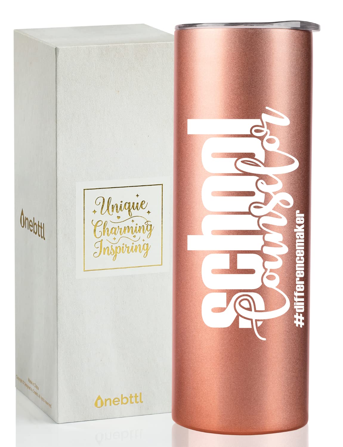 Onebttl Counselor Gifts For Women, Appreciation Gifts For Counselors, 20Oz Stainless Steel Skinny Tumbler With Lid Straw - Schoo