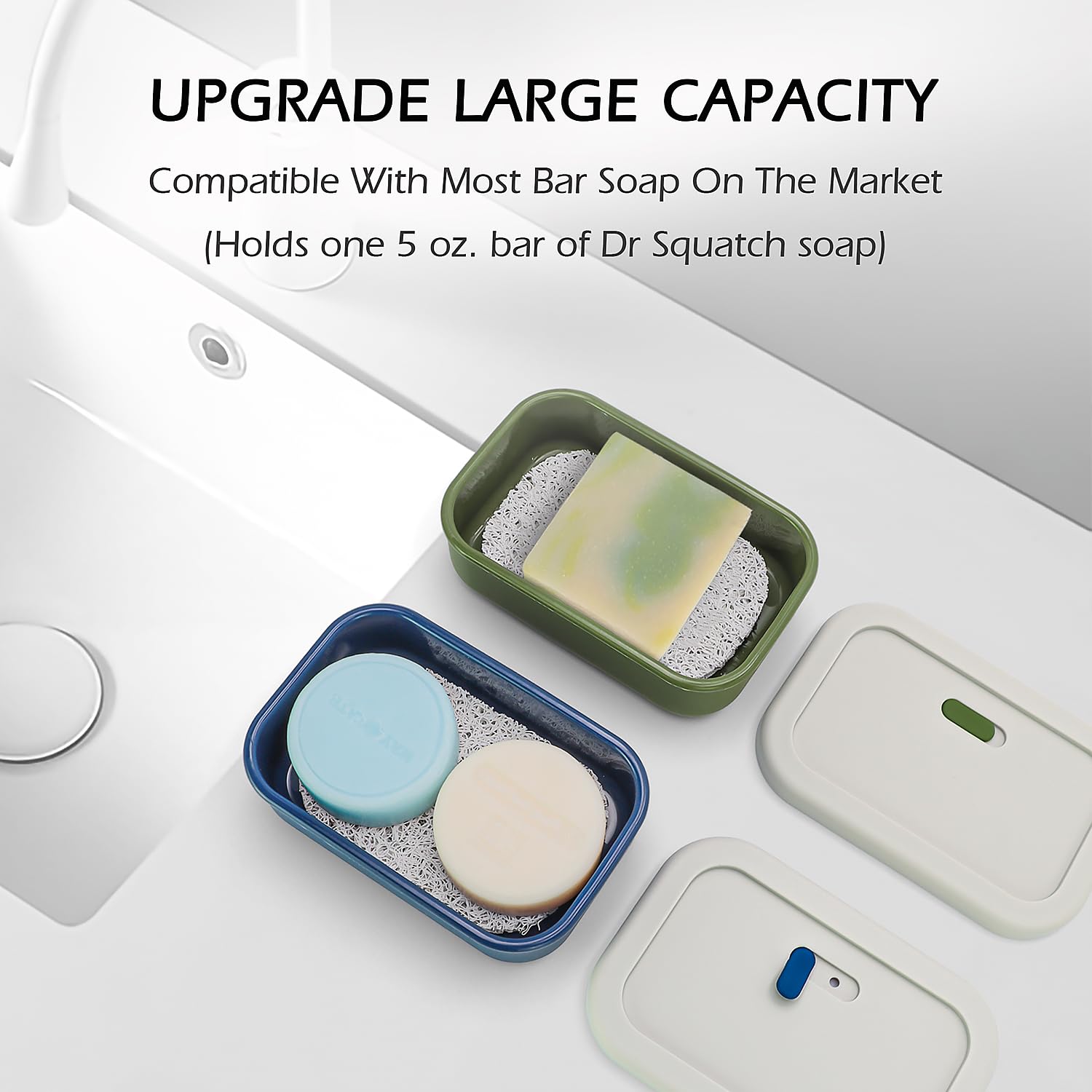 Aidimming Silicone Enhanced Leak Proof Travel Soap Case, Shampoo Bar Holder, Large Bar Soap Box, Portable Soap Dish With Drainin