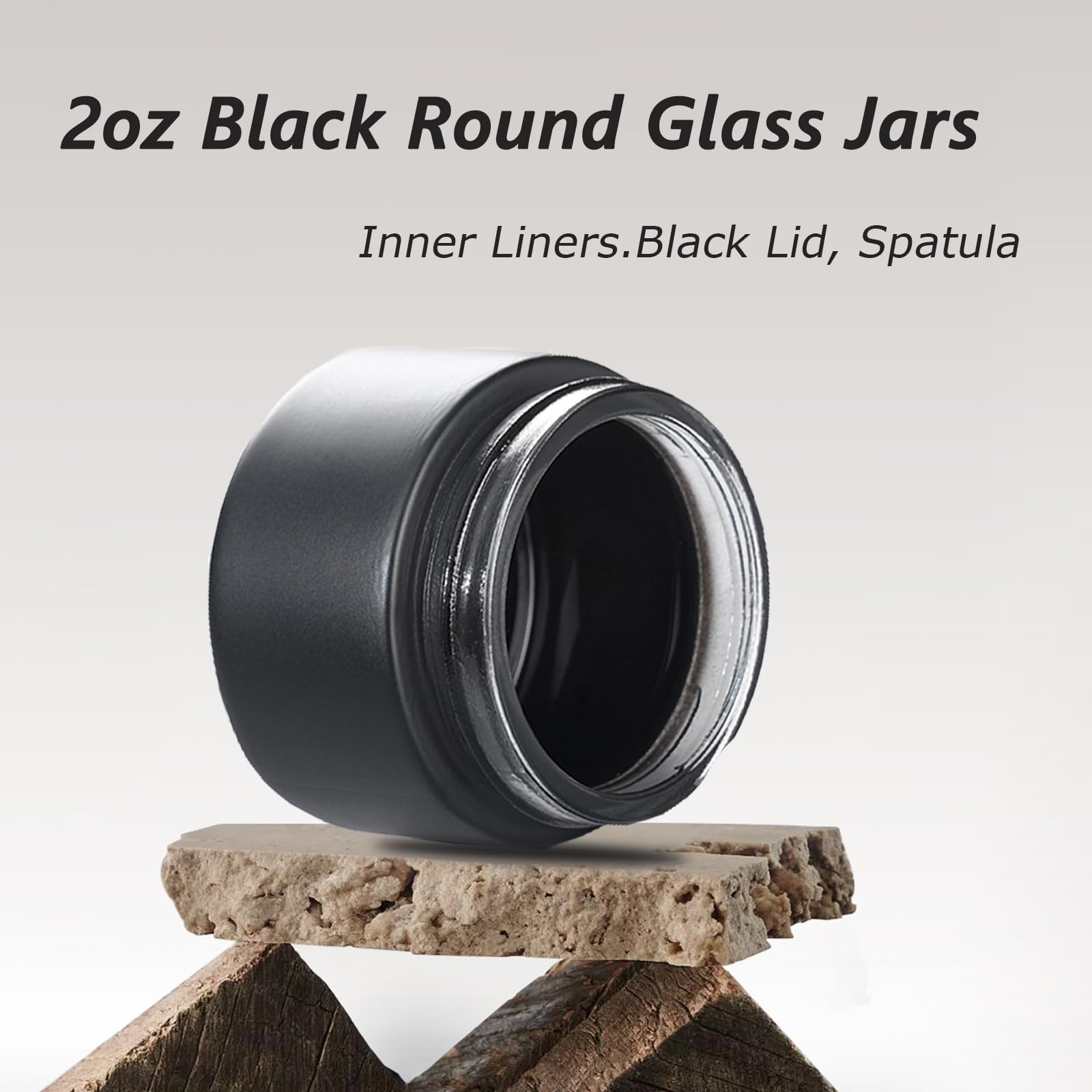 Overnews 2Oz Amber Glass Jar Travel Size, 4Pcs Empty Cosmetic Lotion Container With Black Lid & Spatula, Small Mini Jar For Beau