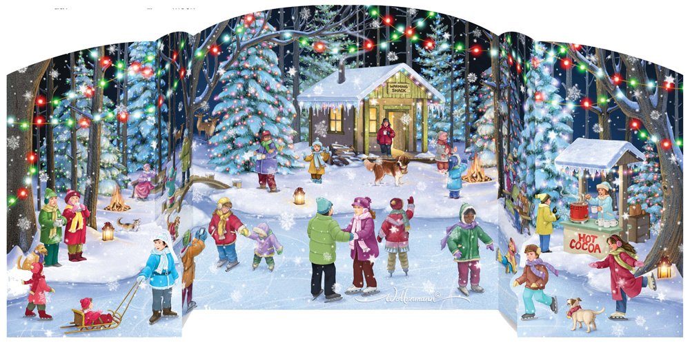 Holiday Skaters Free Standing Advent Calendar (Countdown to Christmas)